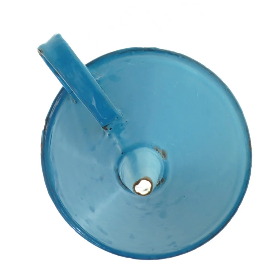 Blå emaljeret tragt (str. H. 14 cm. ø. 10 cm)