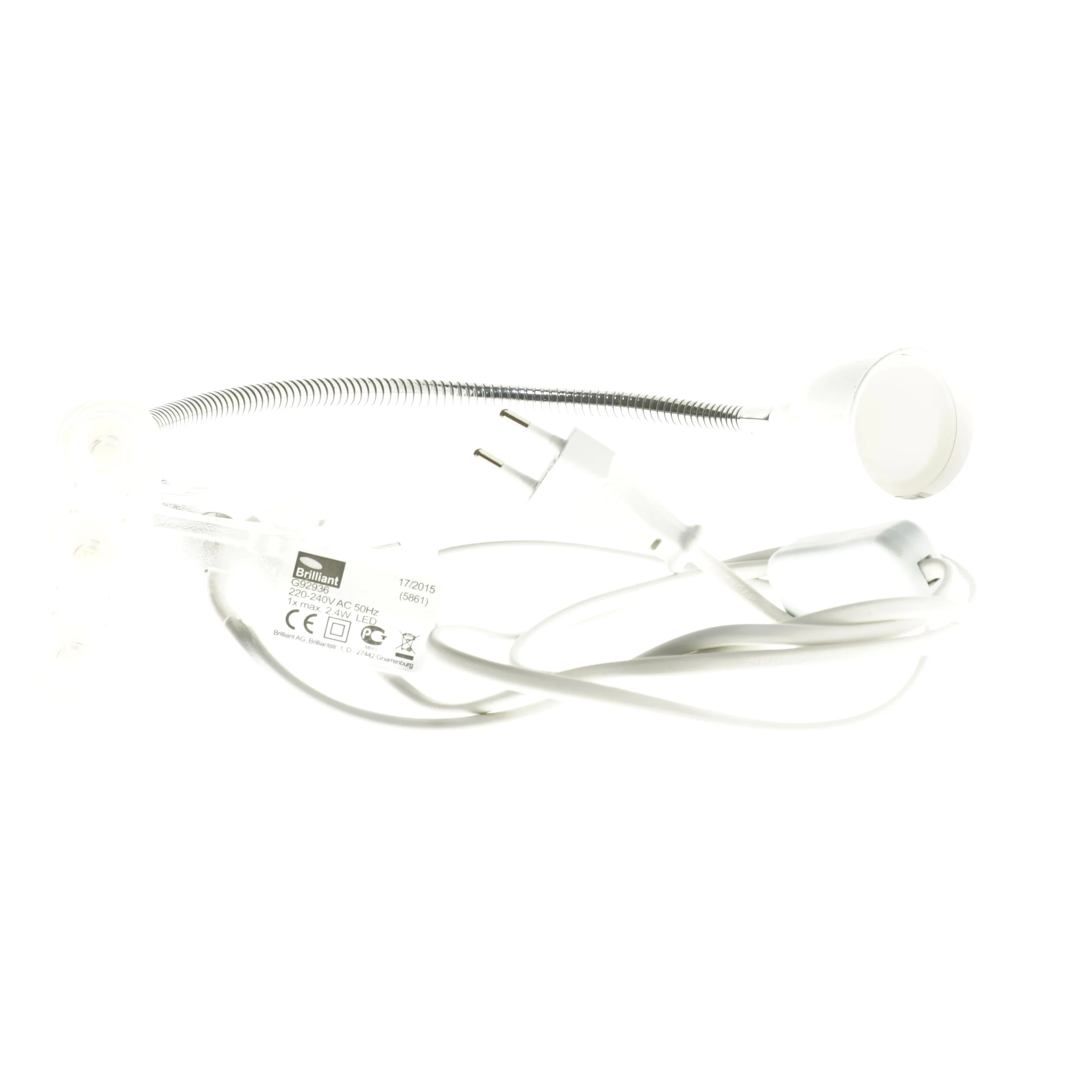 Fleksibel læselampe med klemme fra Brilliant (str. 60 cm)