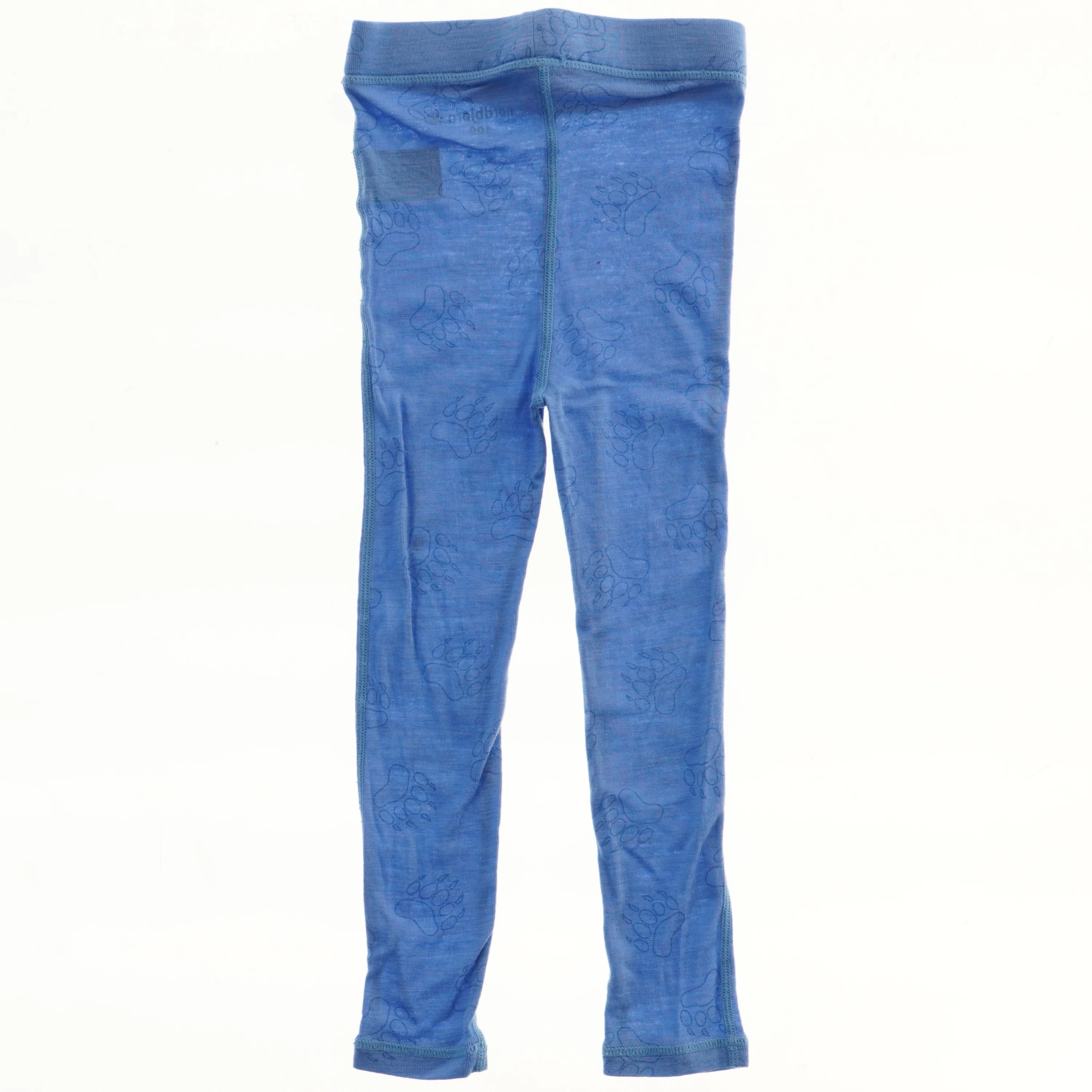 Uld. Blå leggings med poteaftryk fra Nordbjørn (str. 98)