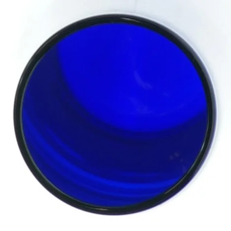 Blå glasvase (str. H. 24 cm)