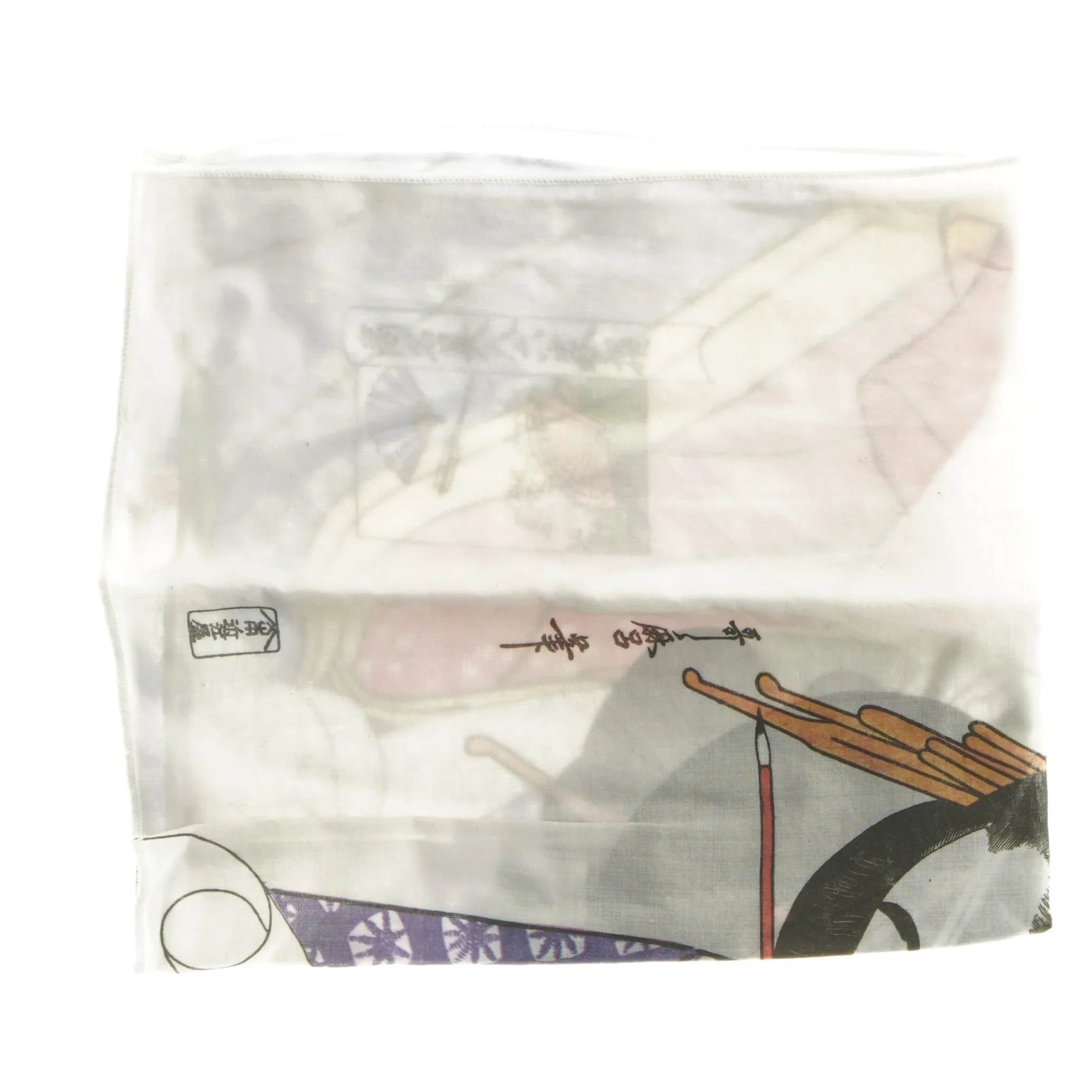 Silketørklæde med japansk motiv (str. 38x42 cm)