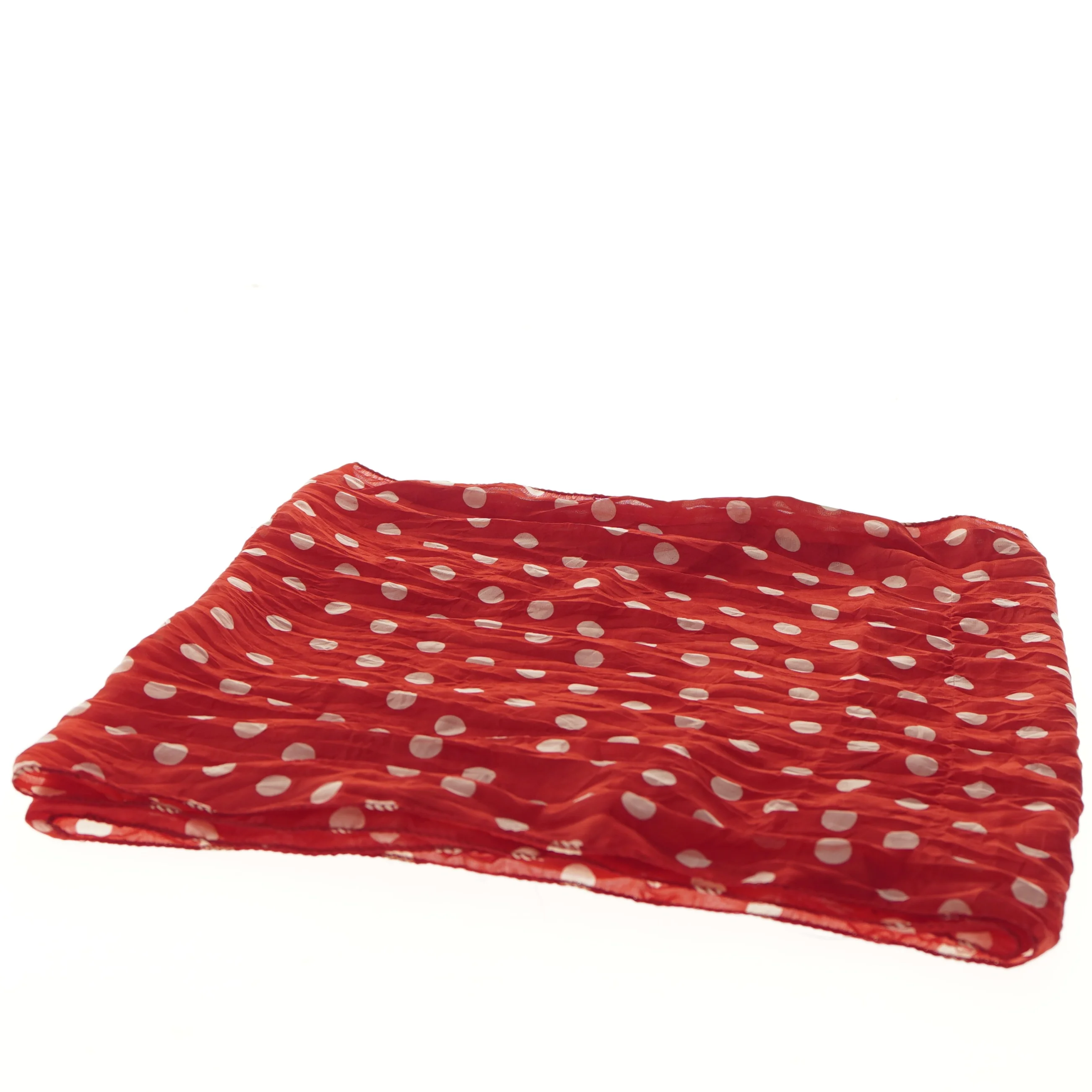 Rødt tørklæde med hvide prikker (str. 46x78 cm)