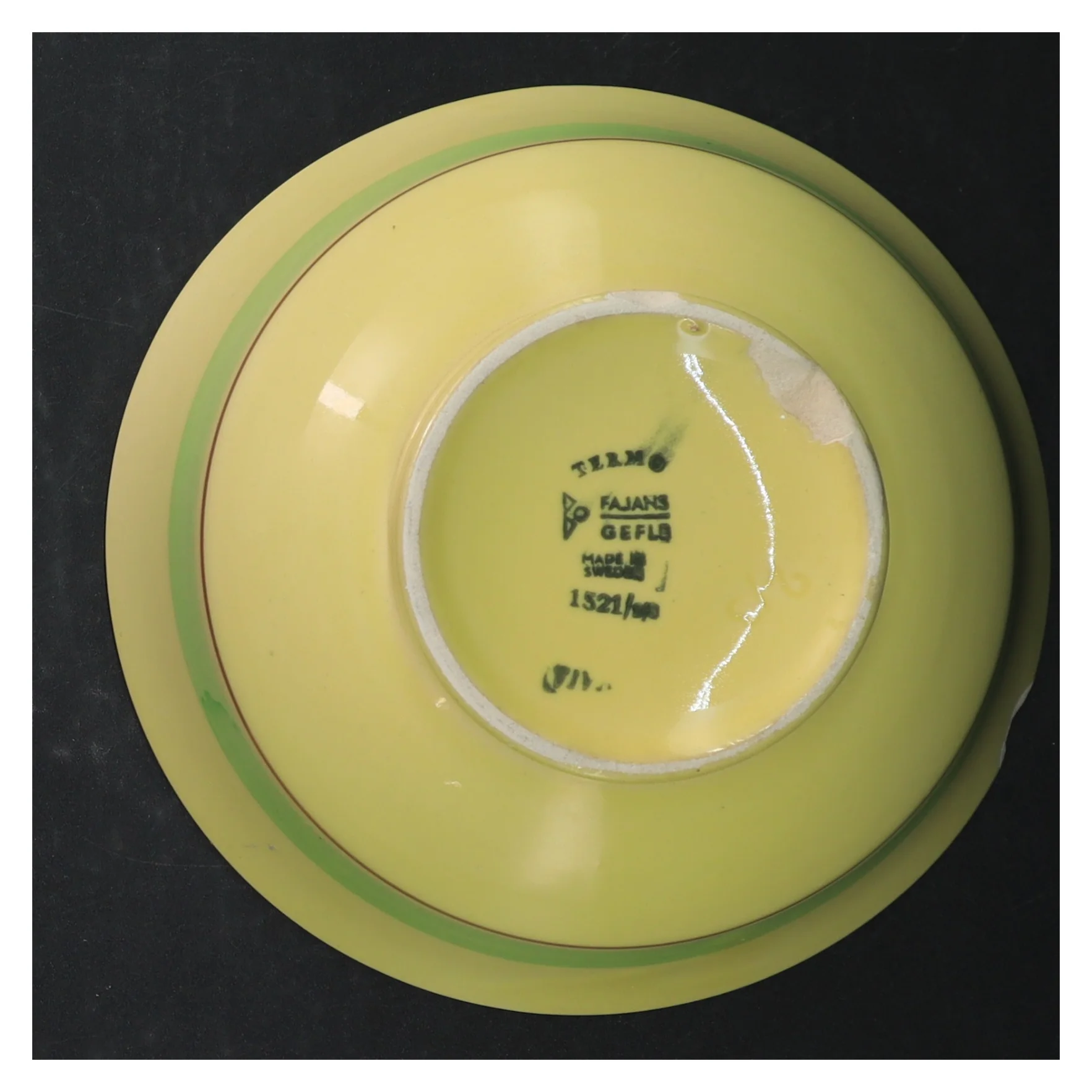 RETRO Gul keramikskål fra Fajans Gefle Viva (str. Ø. 17,5 cm)