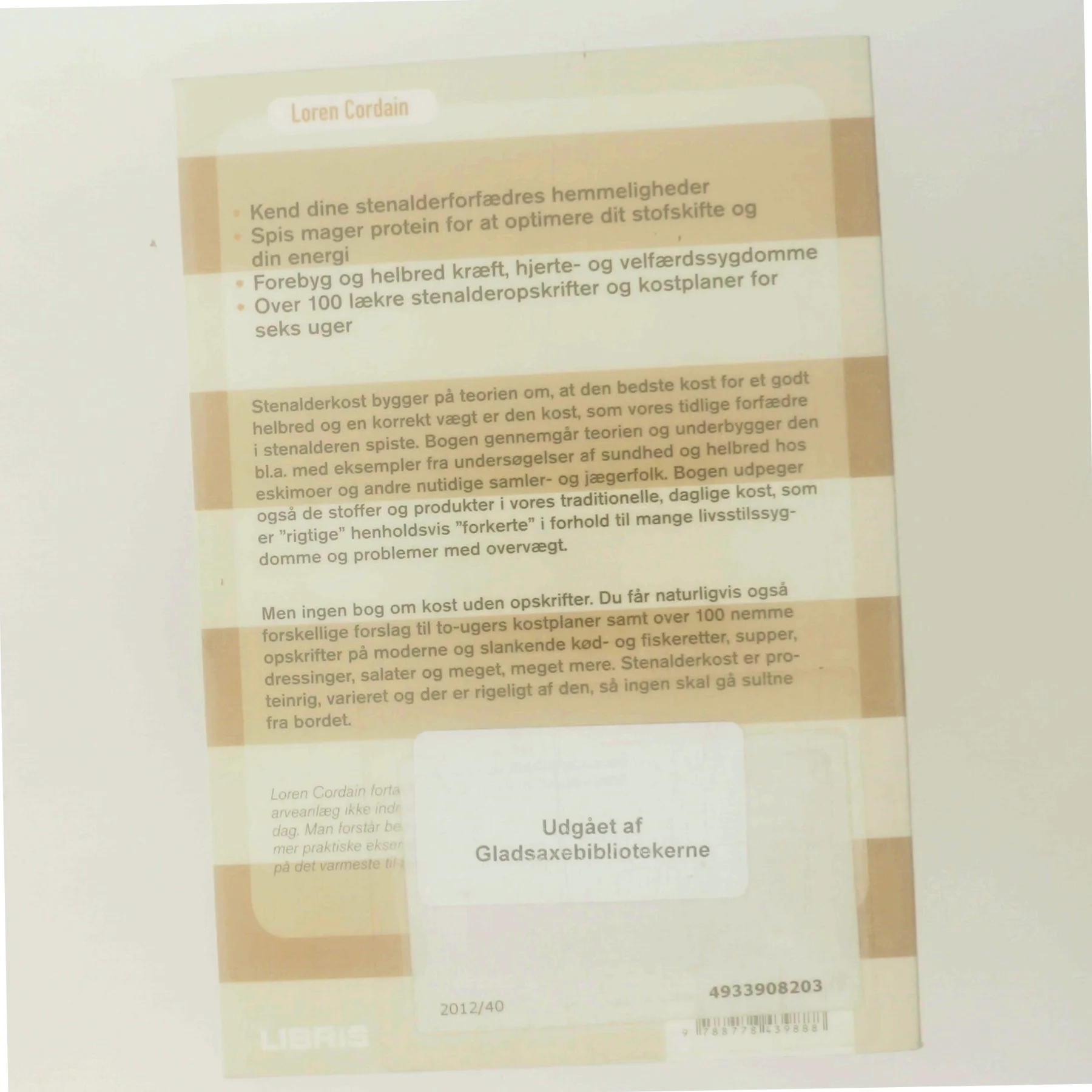 Stenalderkost af Loren Cordain (Bog)