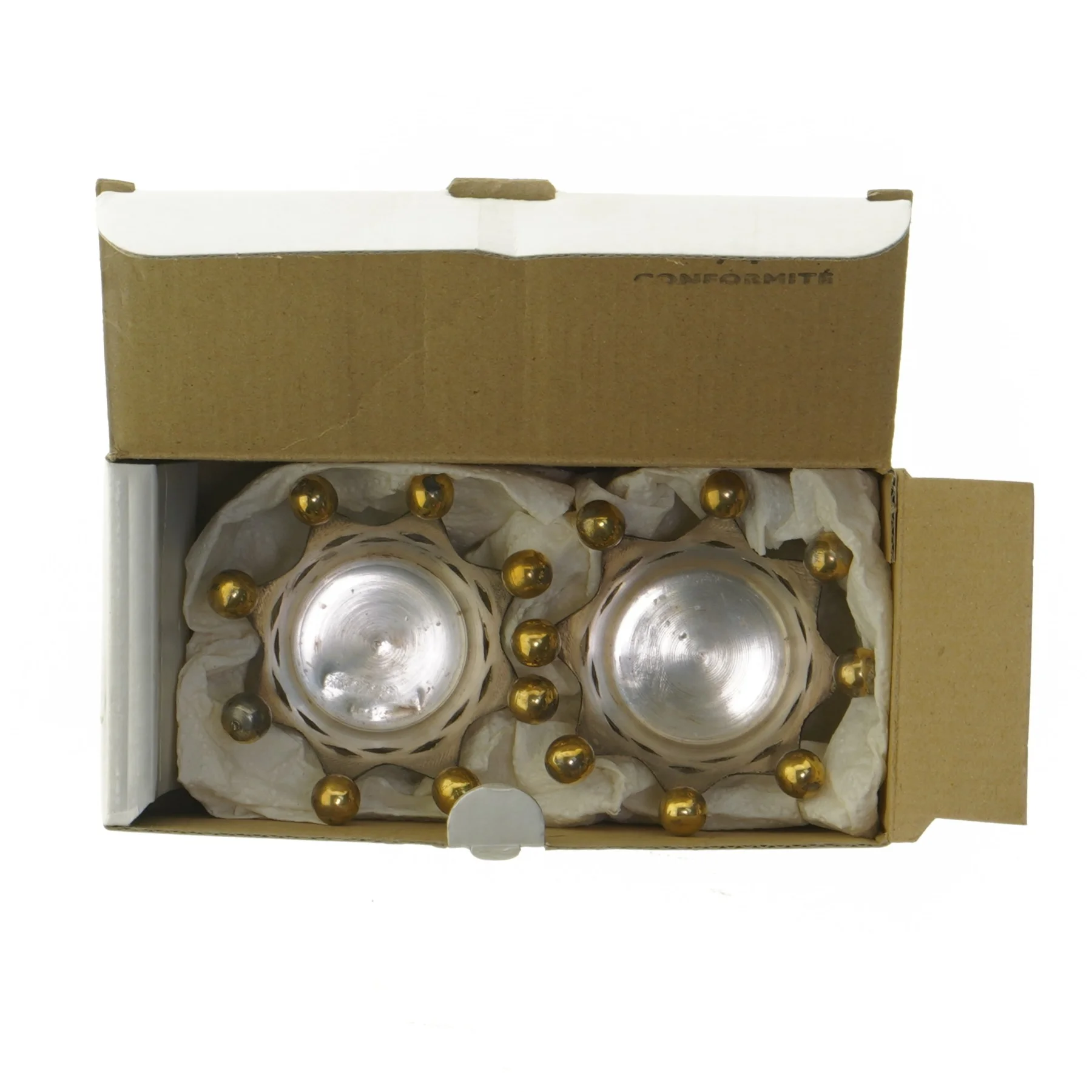 To lysestager i form af kroner fra Kgs Lyngby (str. 8x5 cm)