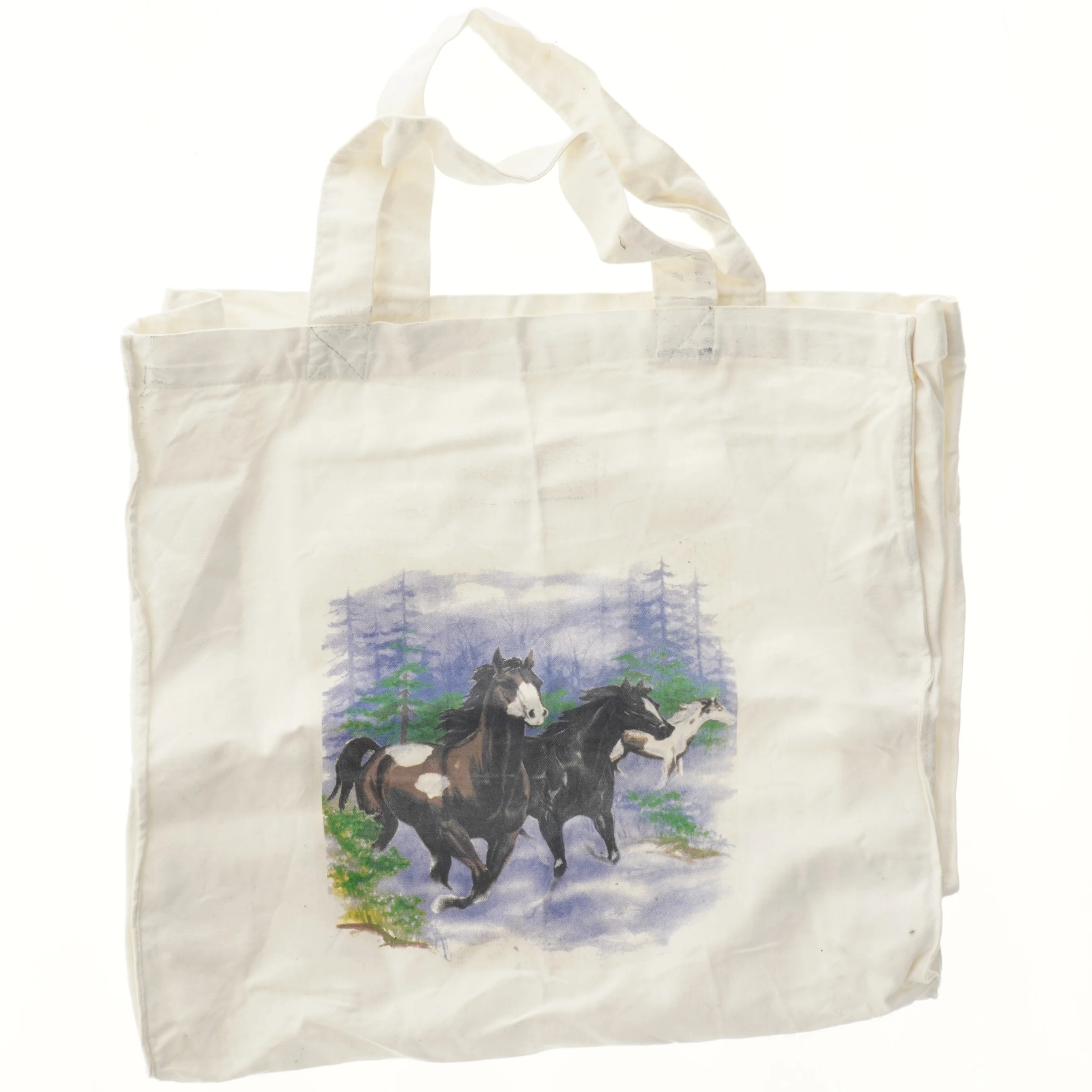 Bomuldstaske med hestemotiv (str. 40x40 cm)