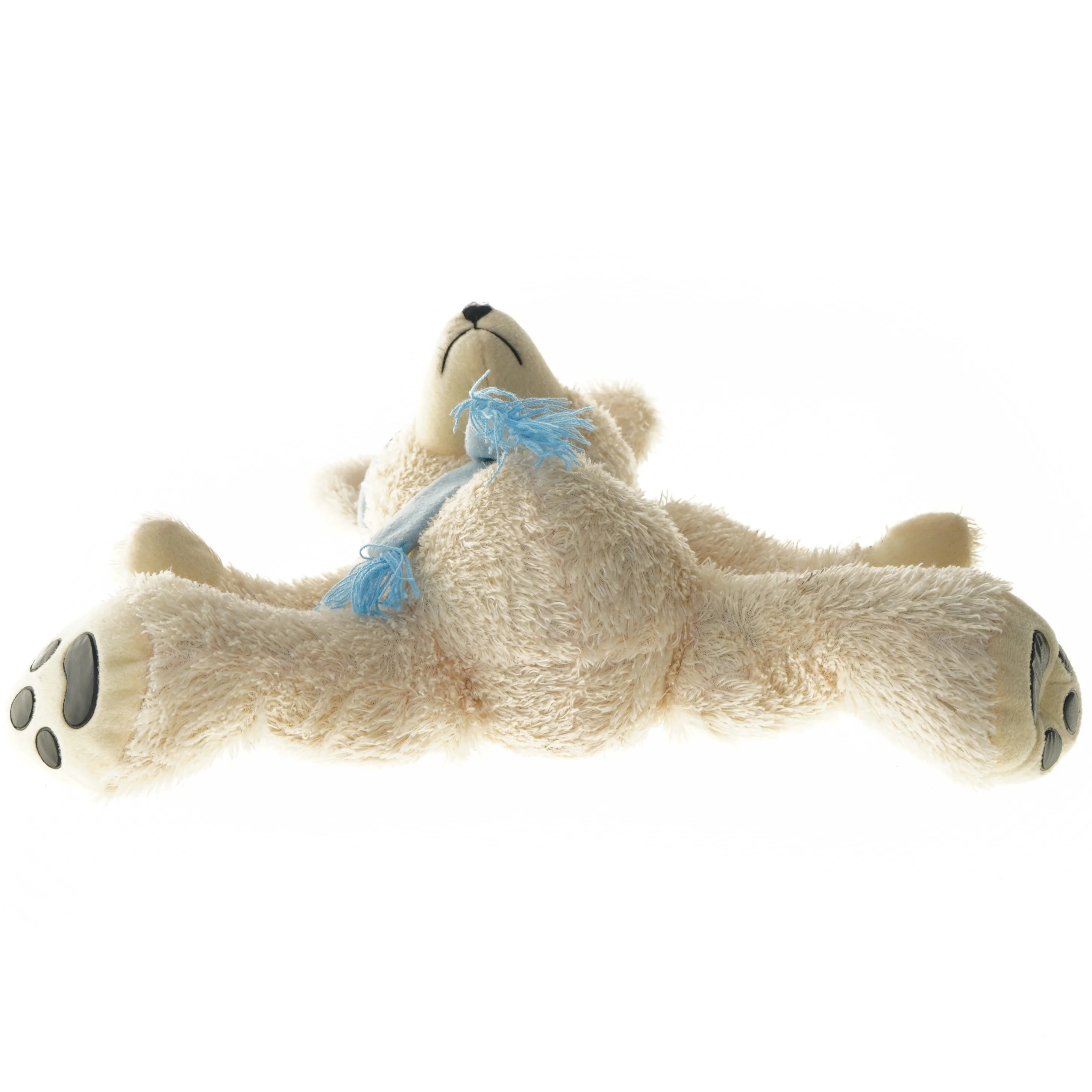 Bamse med blå hat og halstørklæde (str. 46x24 cm)