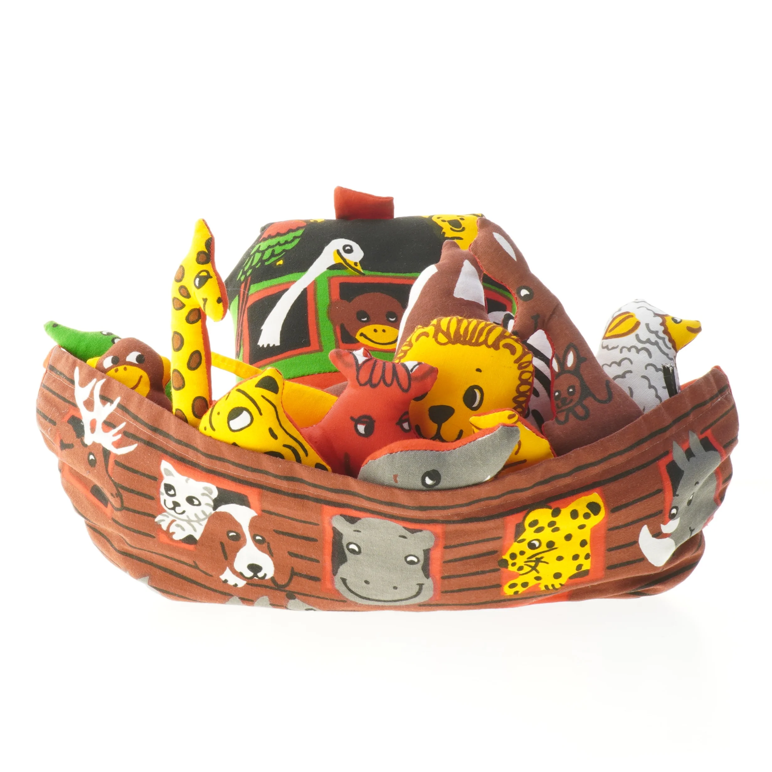 Stofbåd med dyrefigurer Noahs ark(str. 21x33 cm)