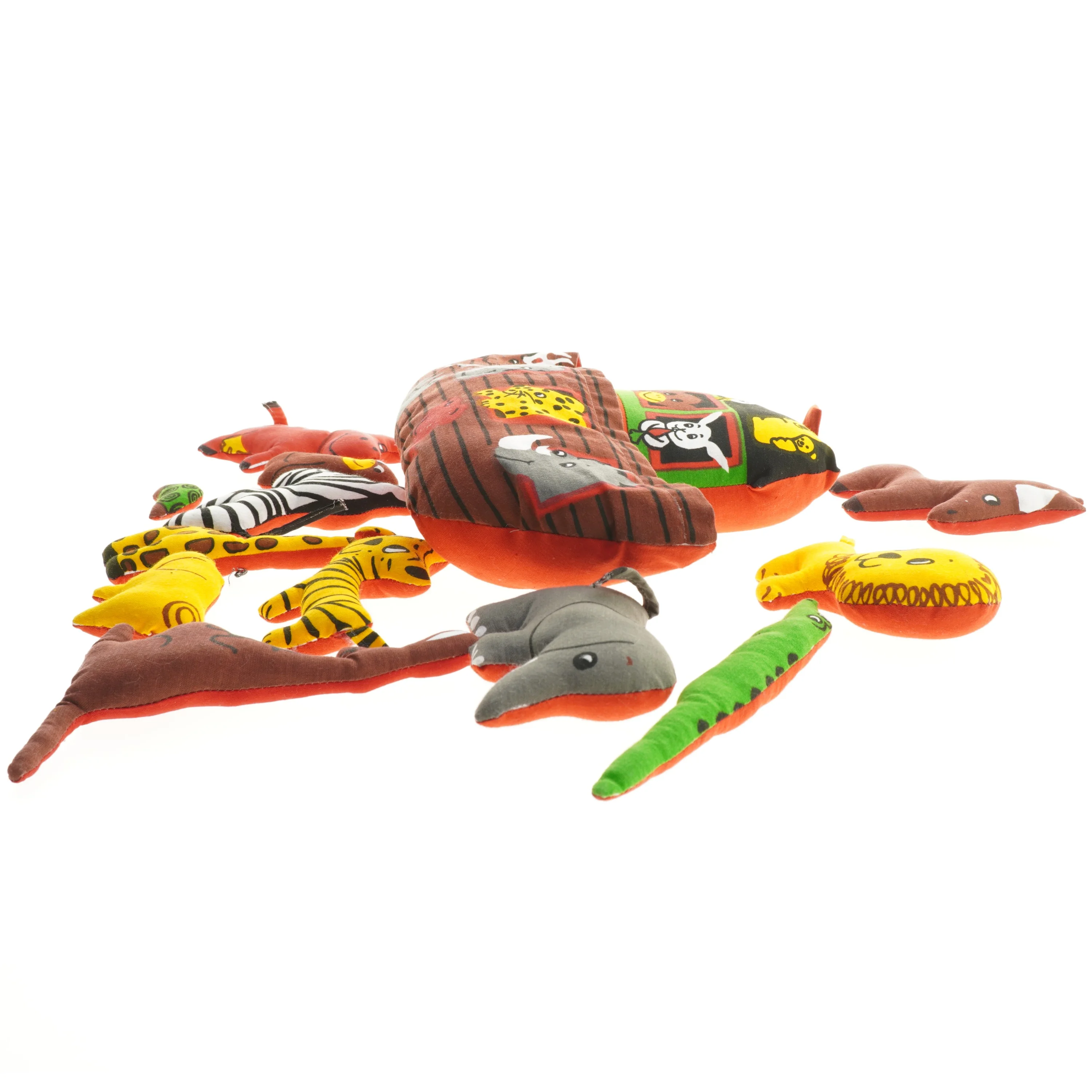 Stofbåd med dyrefigurer Noahs ark(str. 21x33 cm)