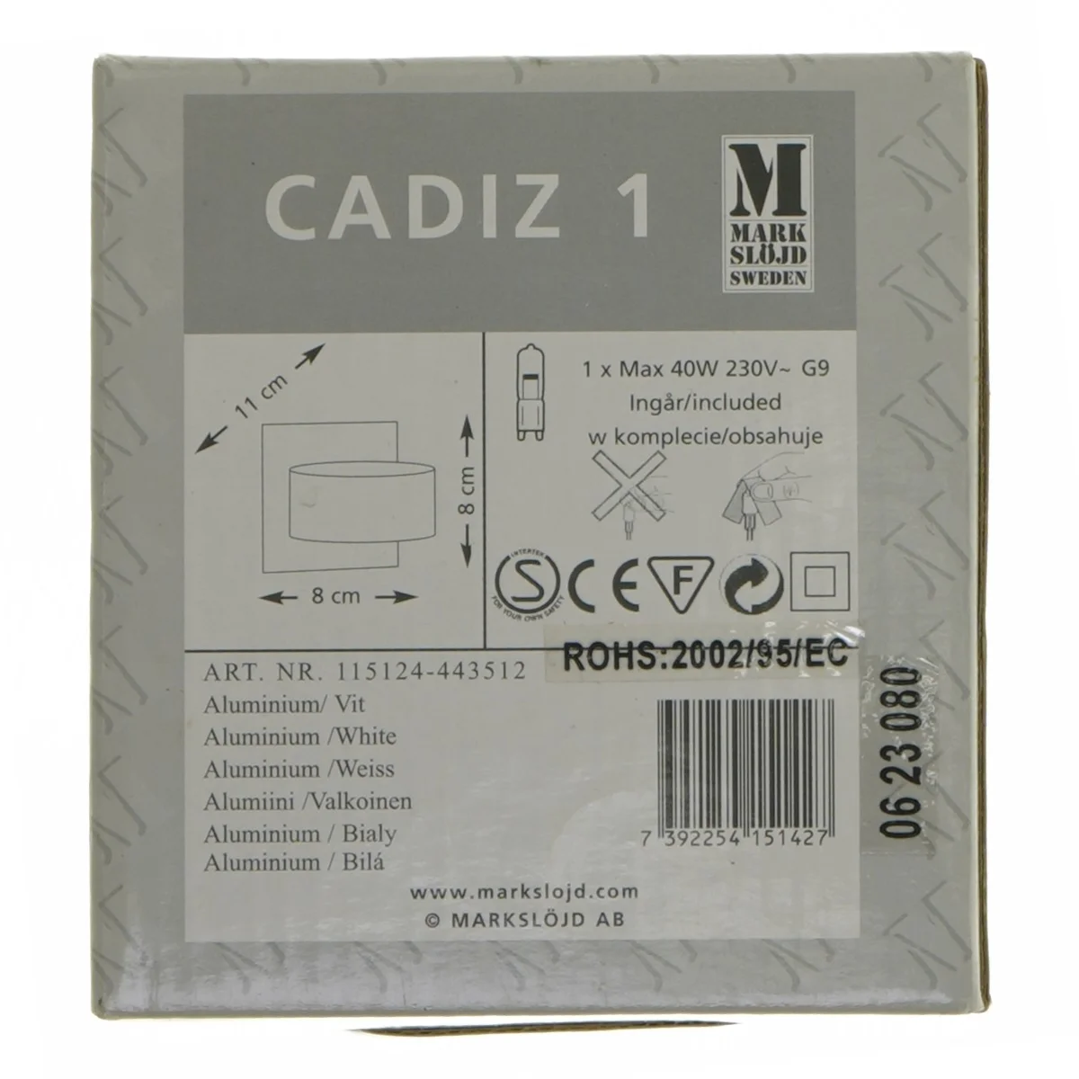 Væglampe Cadiz 1 fra Mark Slöjd (str. Ø 8 cm)