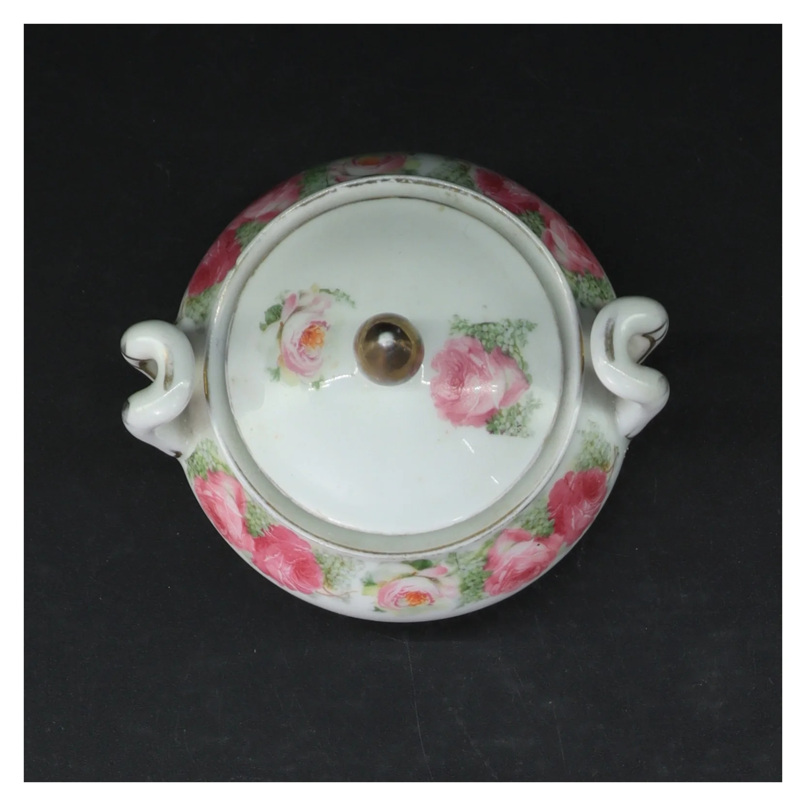 Retro Porcelænssukkerskål med roser (str. 11,5 cm)