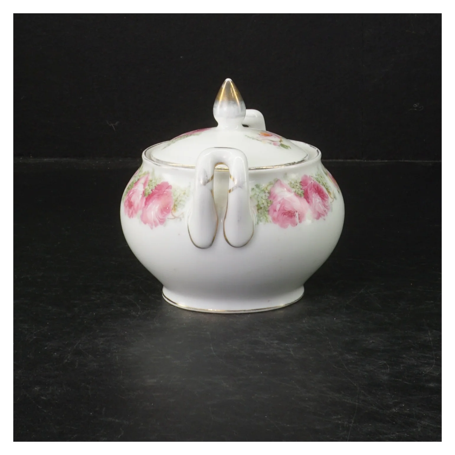 Retro Porcelænssukkerskål med roser (str. 11,5 cm)