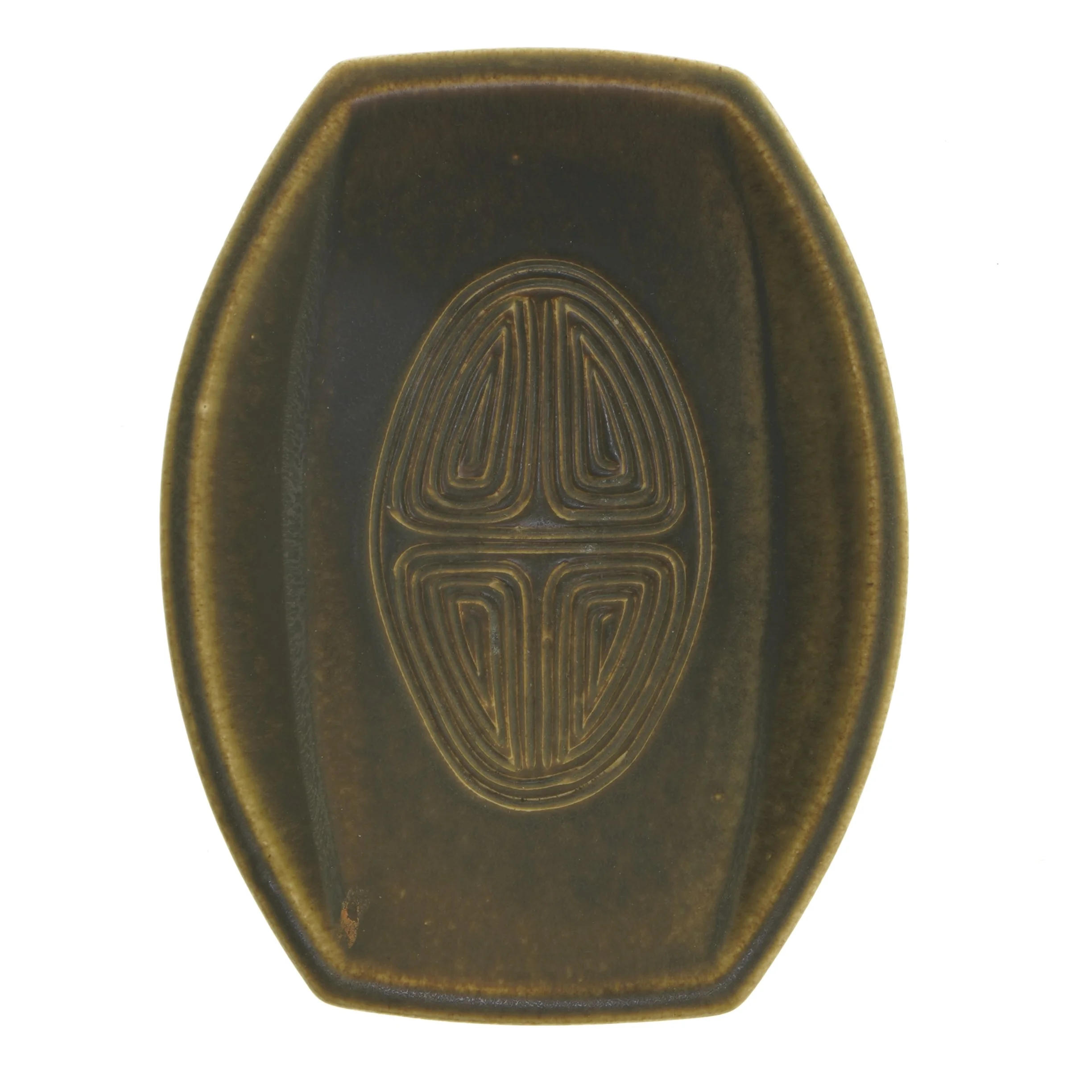 Keramik tallerken med mønster (str. 26x20 cm) fra Michael Andersen Keramik