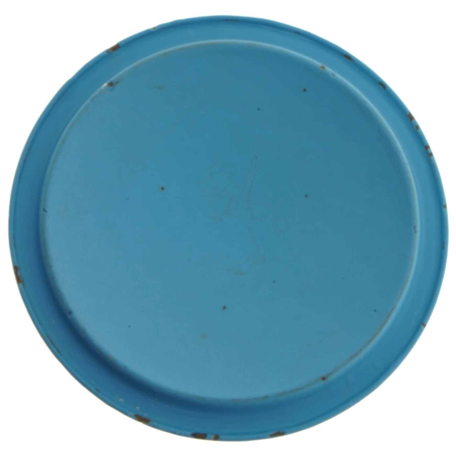 Rundt blåt emalje låg (str. Ø 20 cm)