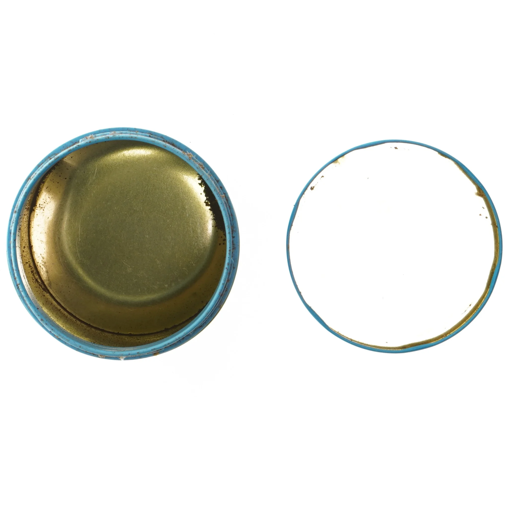 Metal opbevaringsboks med skibsmotiv (str. Ø 11,5 cm længde 15 cm)