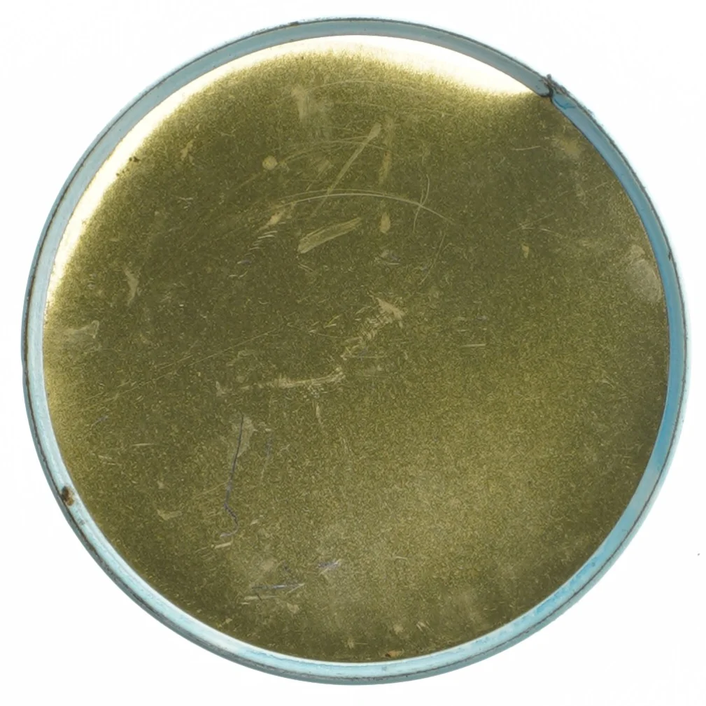 Metal opbevaringsboks med skibsmotiv (str. Ø 11,5 cm længde 15 cm)