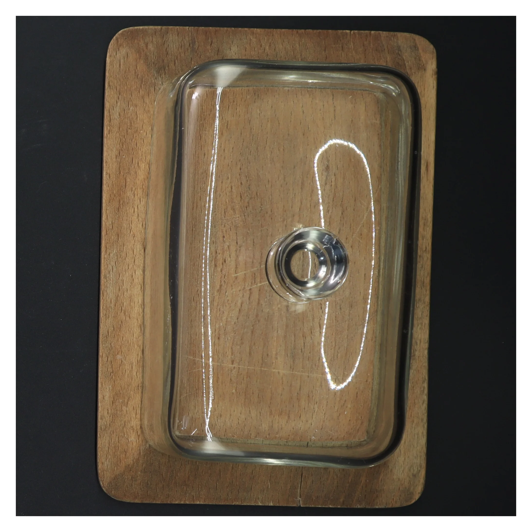 Osteklokke med låg (str. 22x15 cm)