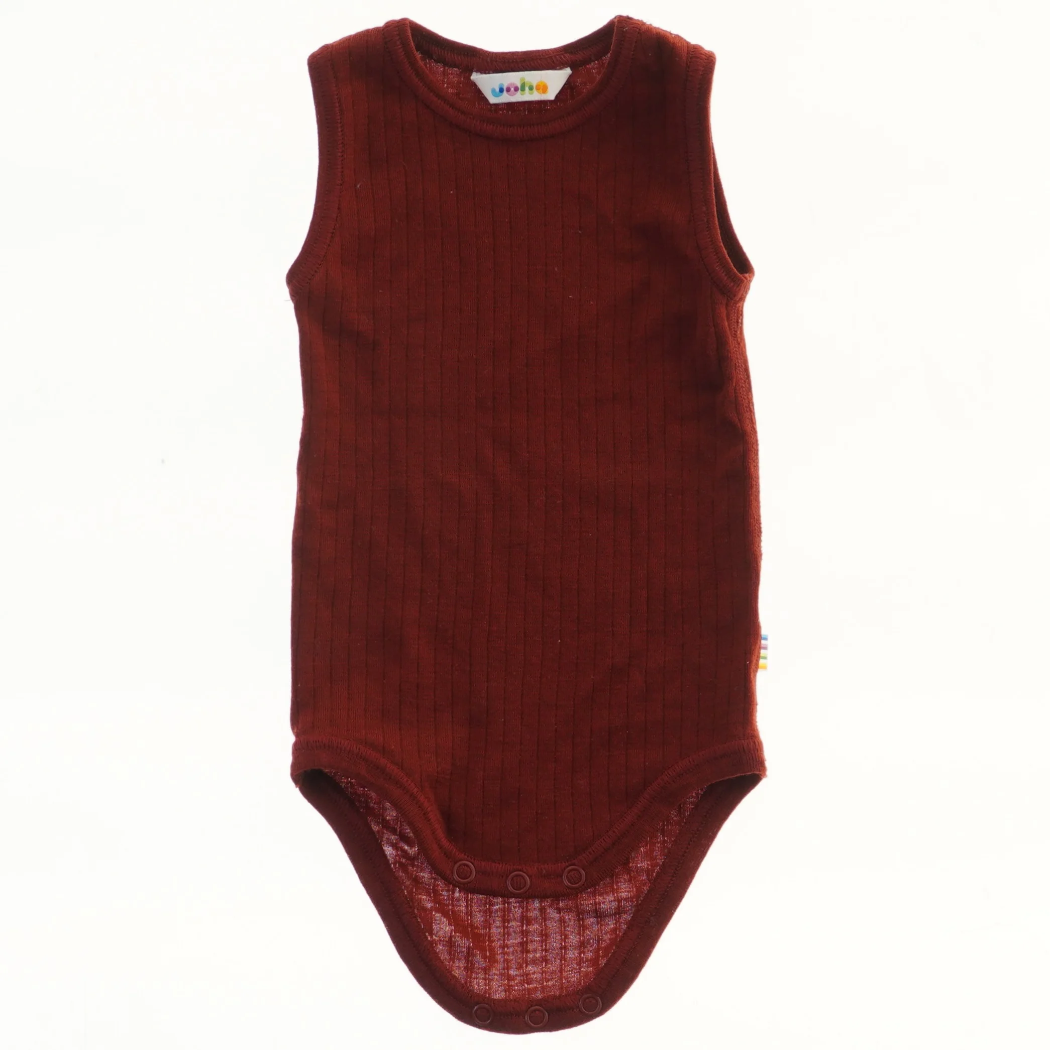 Uld. Ærmeløs rød bodystocking fra Joha (str. 68)