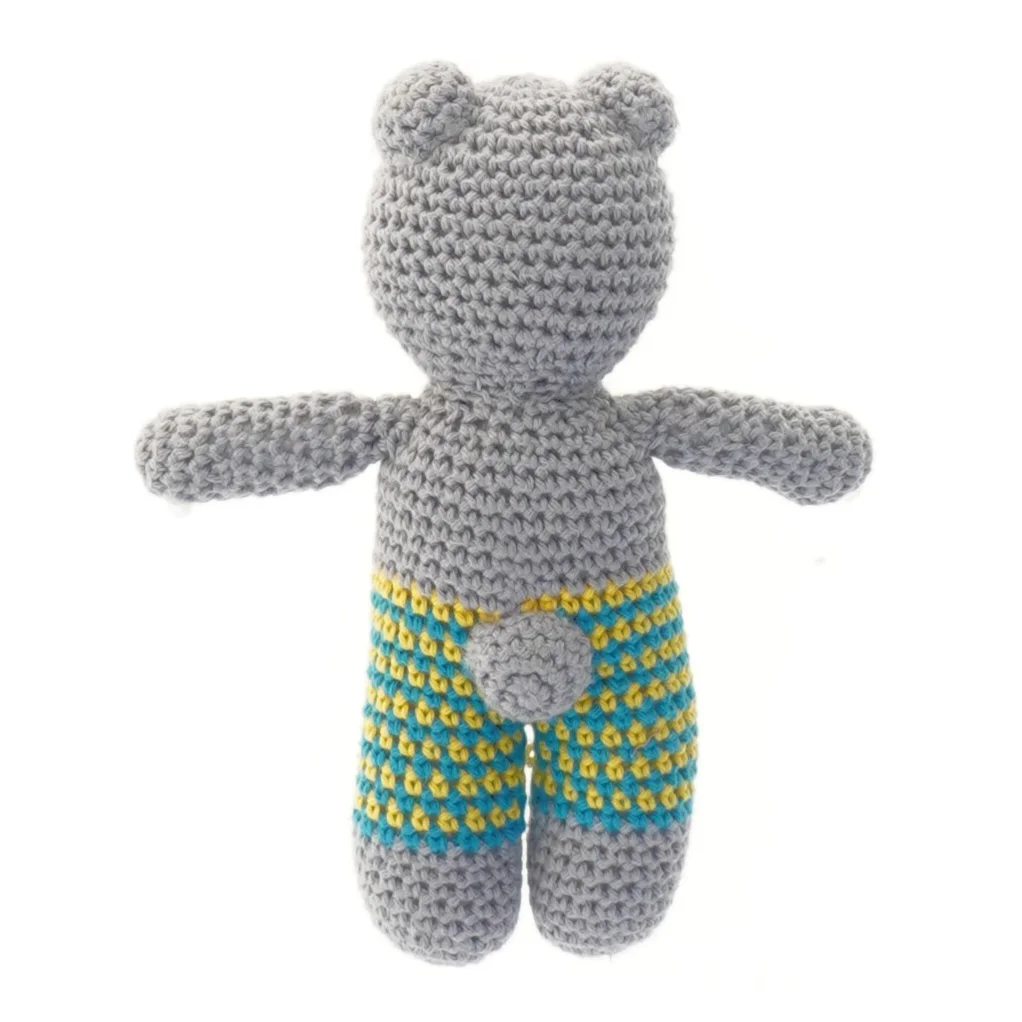 Hæklet bamse (str. 18 cm)