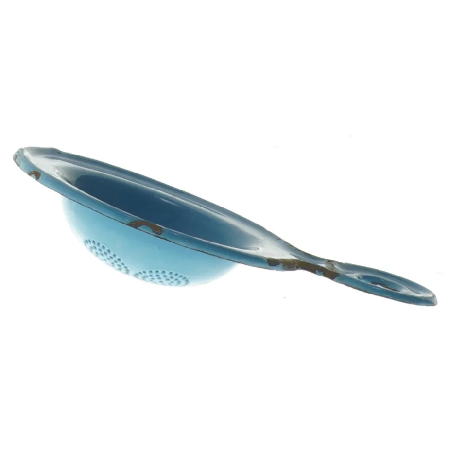 Blå emaljeret te si (str. Ø 10 cm længde 14 cm)