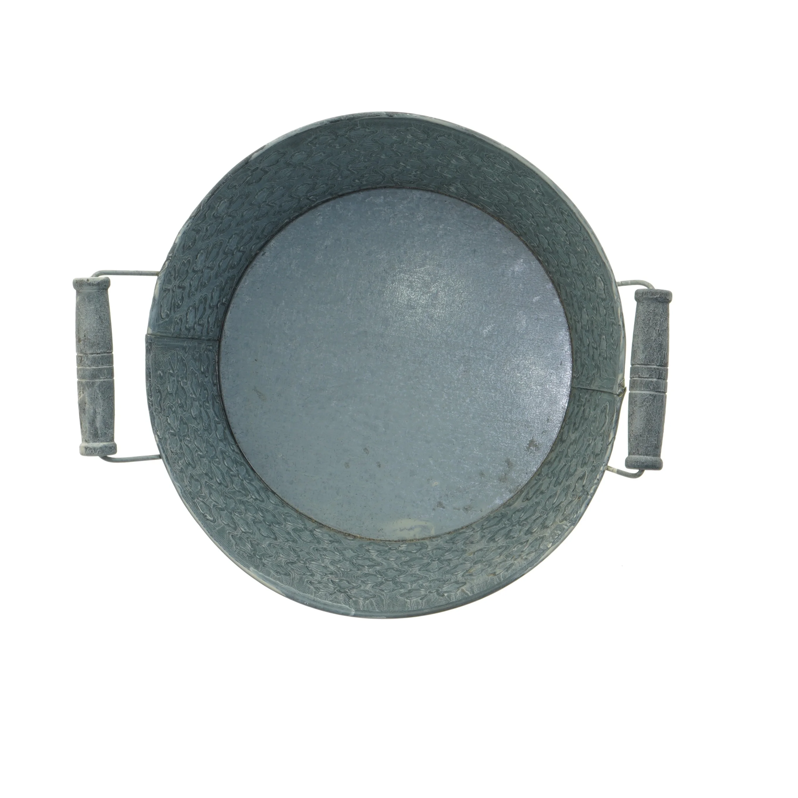 Rund zinkbeholder med blomsterdesign (str. Ø 22 cm)