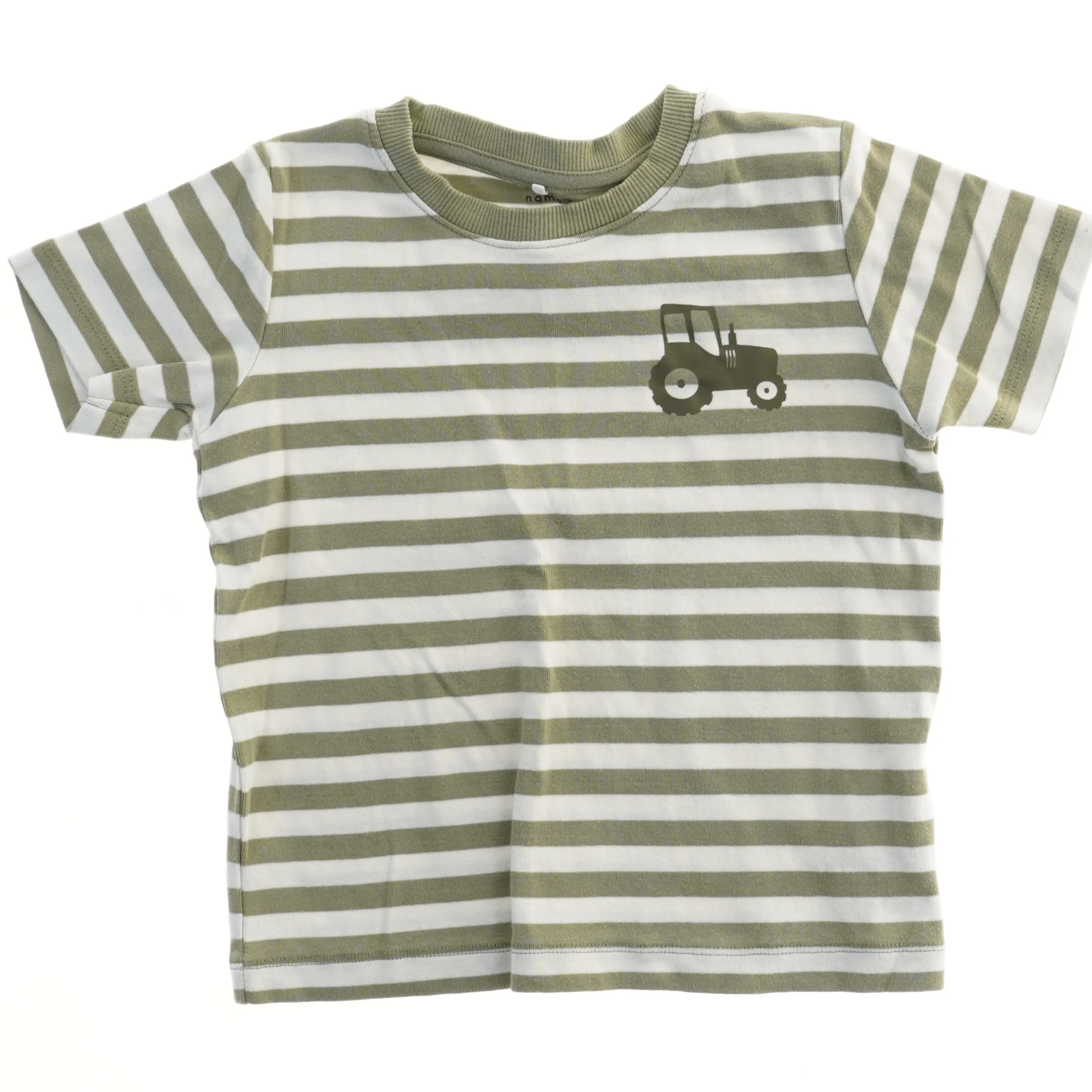 Kortærmet stribet t-shirt med traktor fra Name It (str. 98)