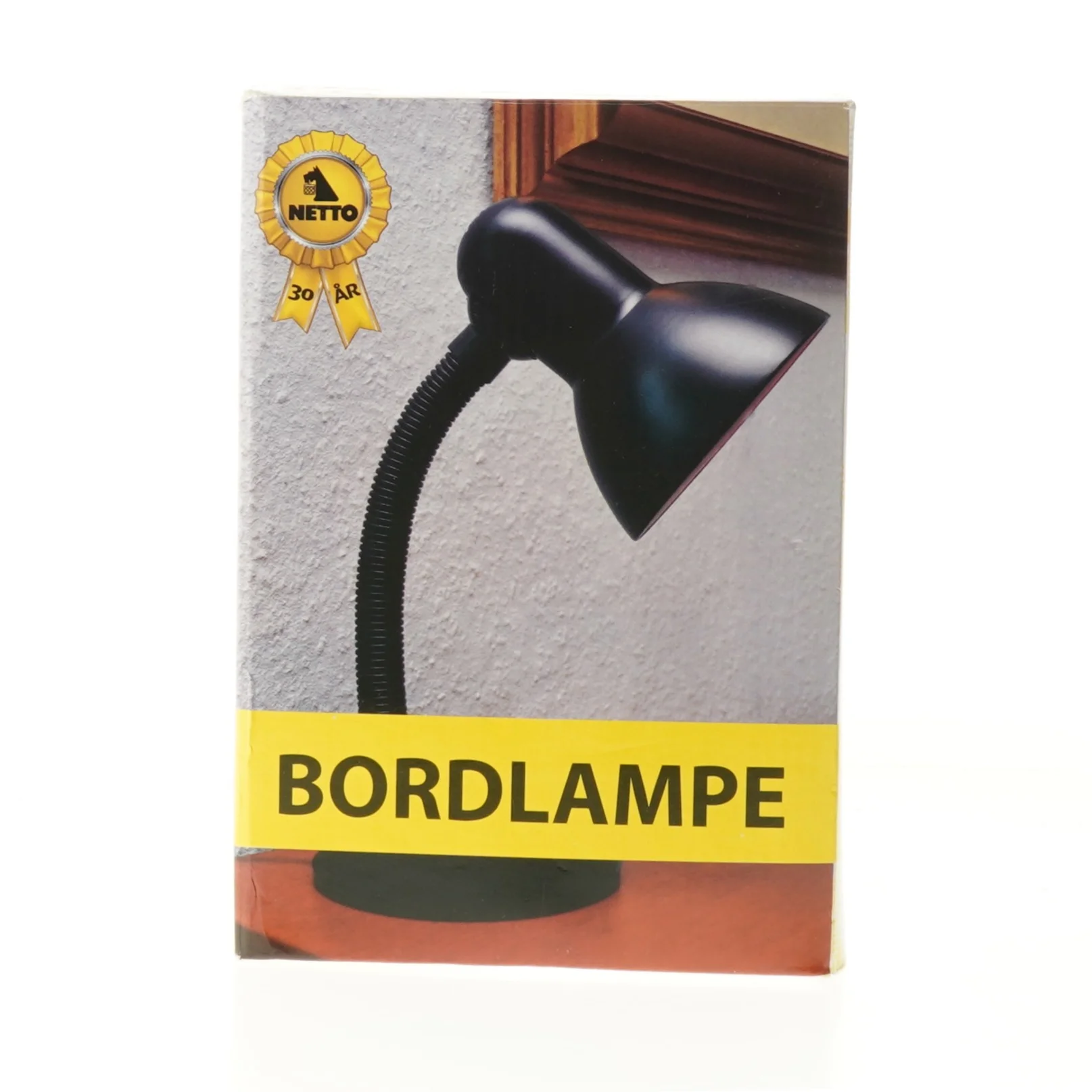 Sort bordlampe fra Netto (str. 40 w. diameter, ø 13 cm. skærm ø, 12,5 cm. højde, 35 cm)