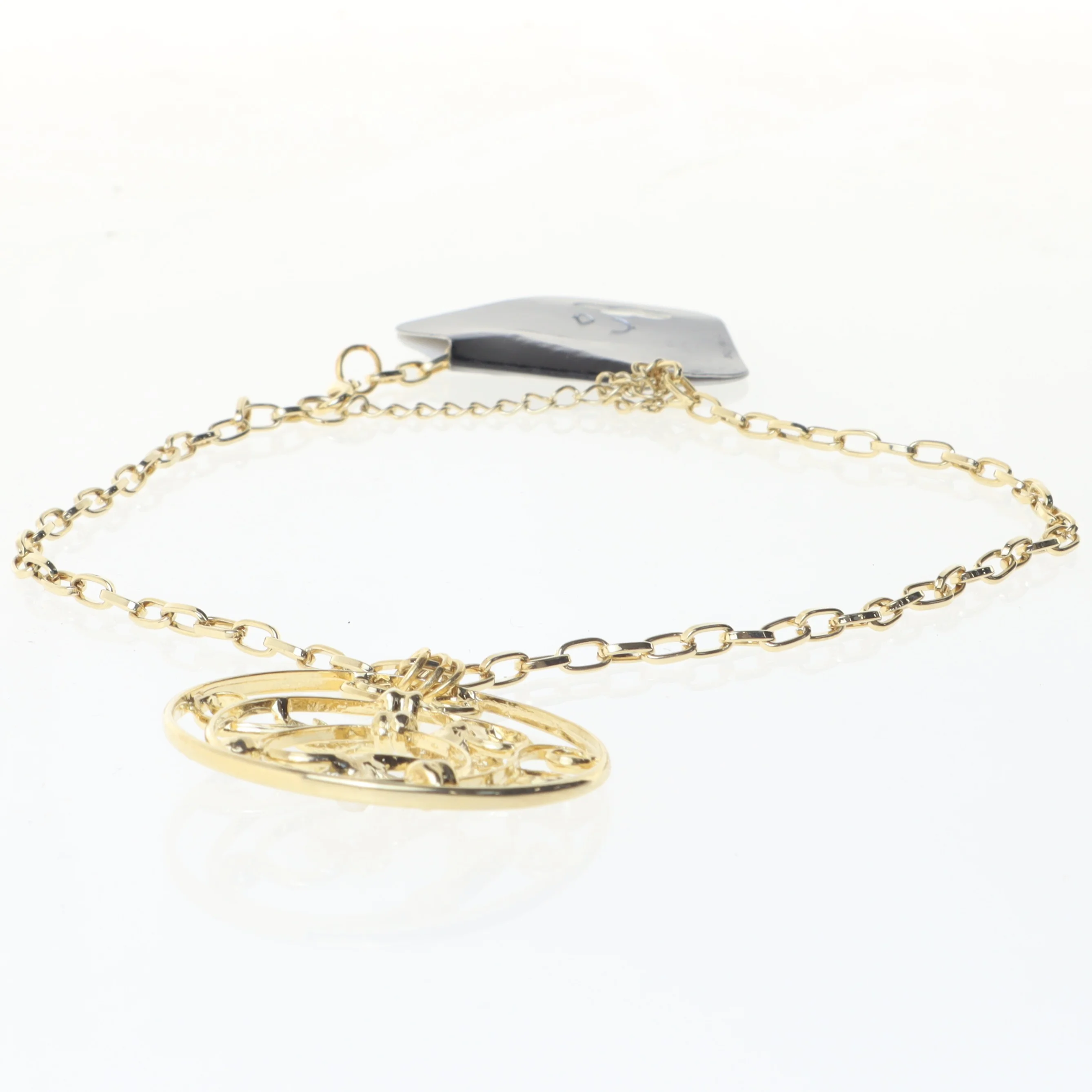 Gyldent halskæde med blomstret vedhæng (str. 22 cm)