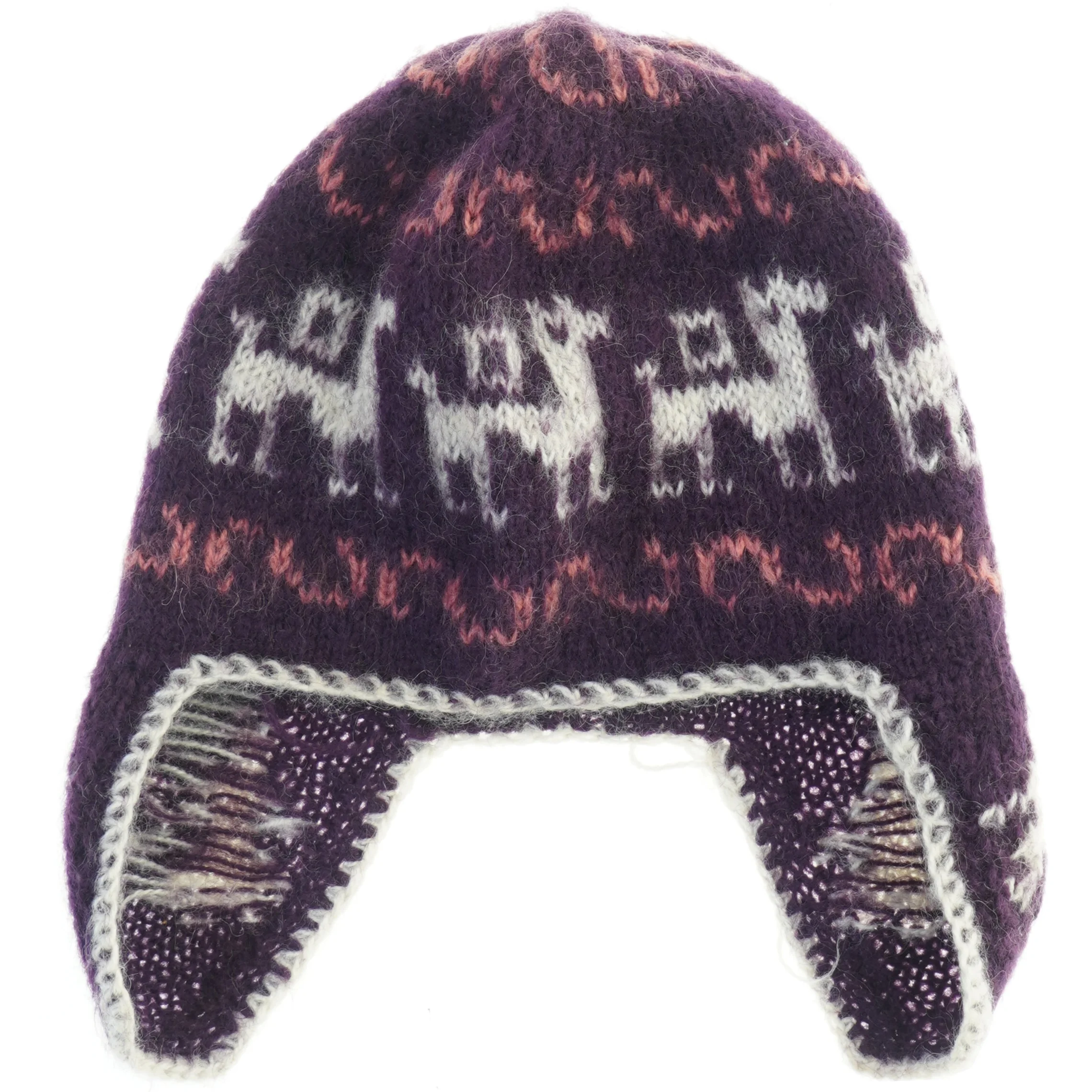 Strikket hue med øreklapper (str. Ø 20 cm)