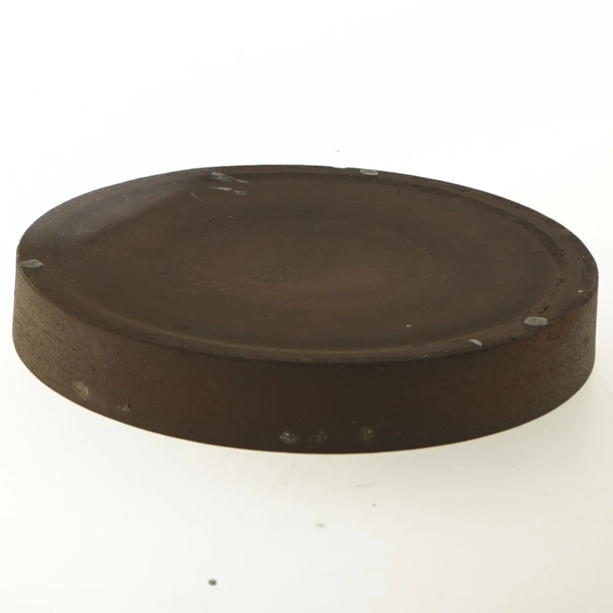 Rund keramikfad med blå glasur fra Knabstrup (str. Ø 20x3 cm)