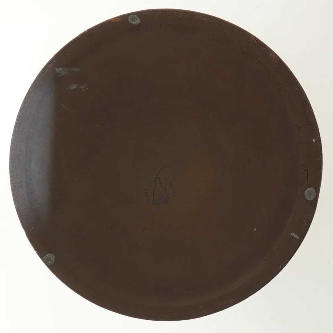 Rund keramikfad med blå glasur fra Knabstrup (str. Ø 20x3 cm)