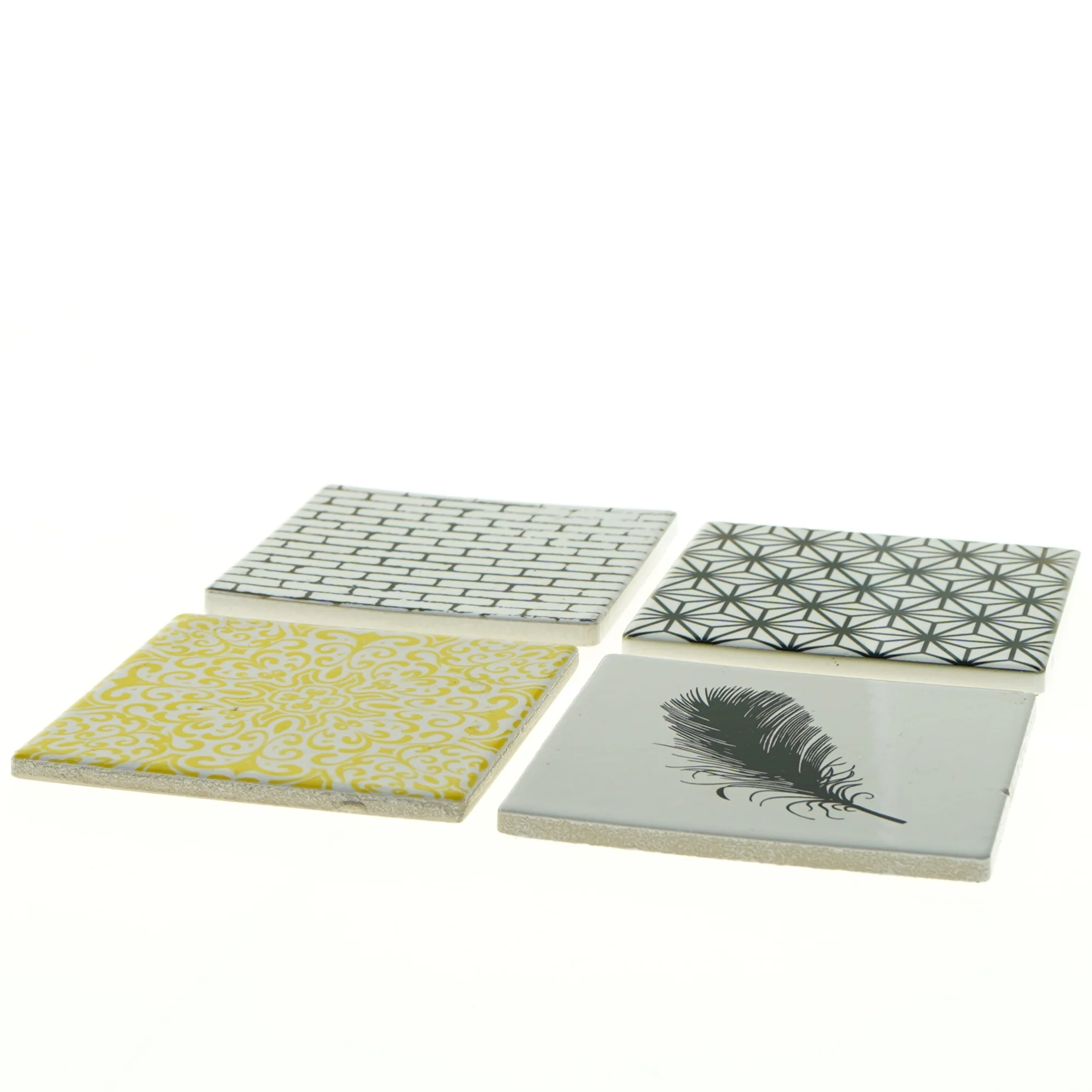 Dekorative glasbakker/ korkbordskånere fra Open Mind (4 stk str. 10 x 10 cm)