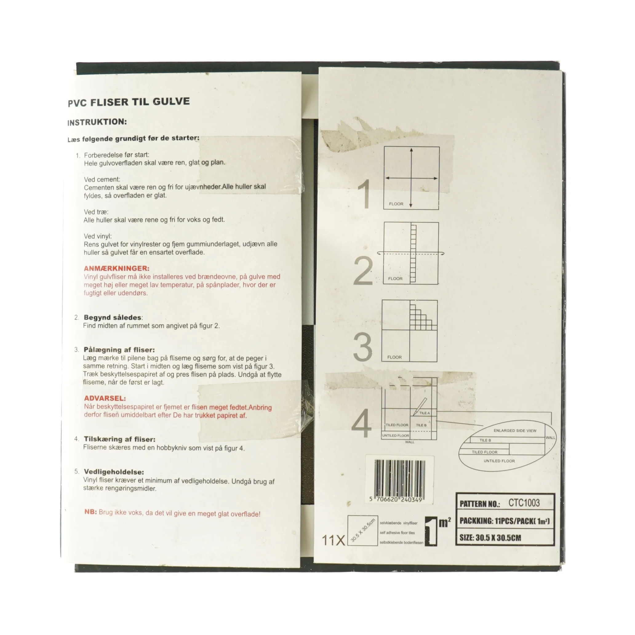 Selvklæbende vinylfliser fra Unigne - Tiles (9 styk)