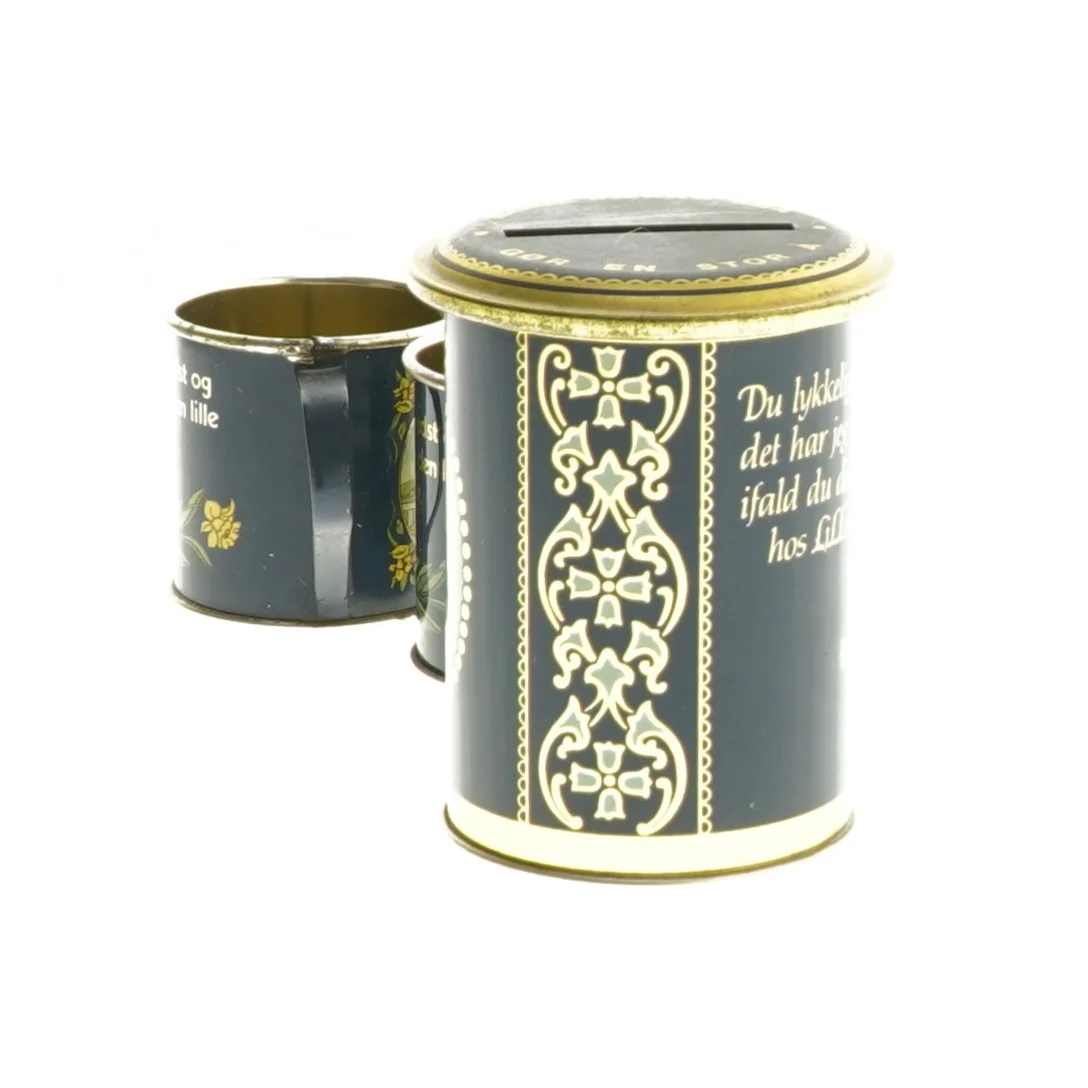 Vintage Irma sparebøsse og minikopper fra Irma (str. 4 og 7 cm)