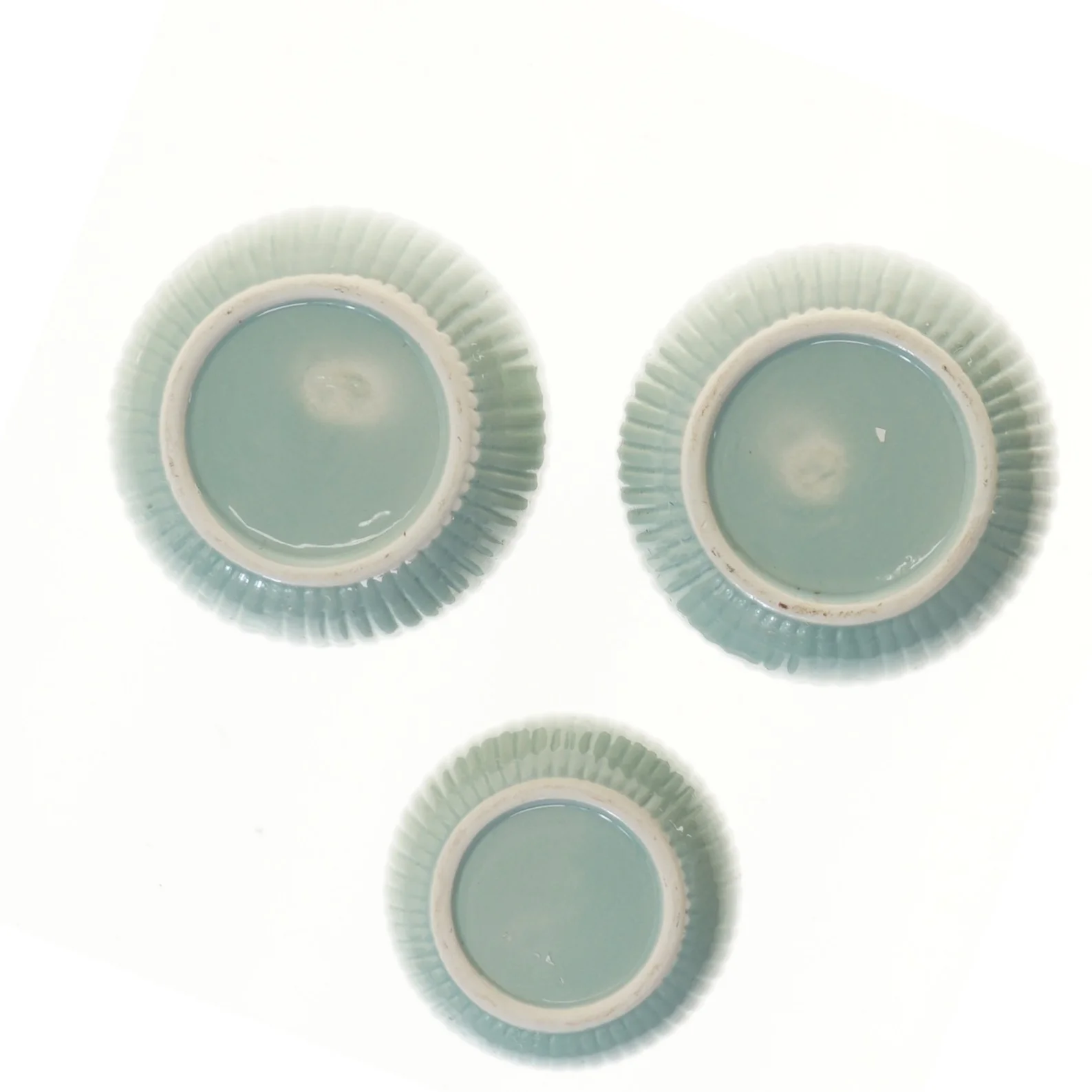 Ribbet keramik potte sæt (str. Ø 11 & 9 cm)