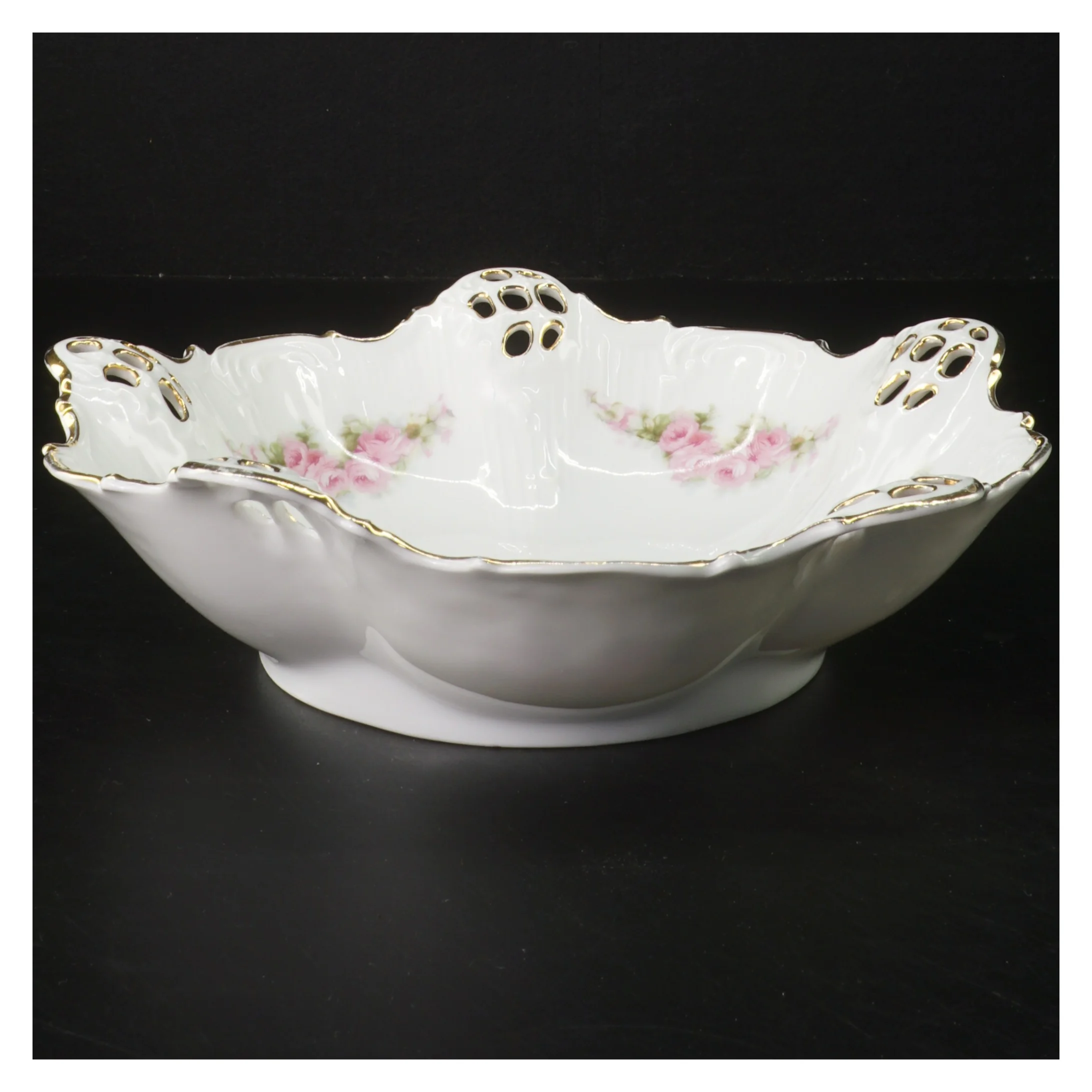 Porcelænsskål med blomstermotiv (str. Ø 23 cm)