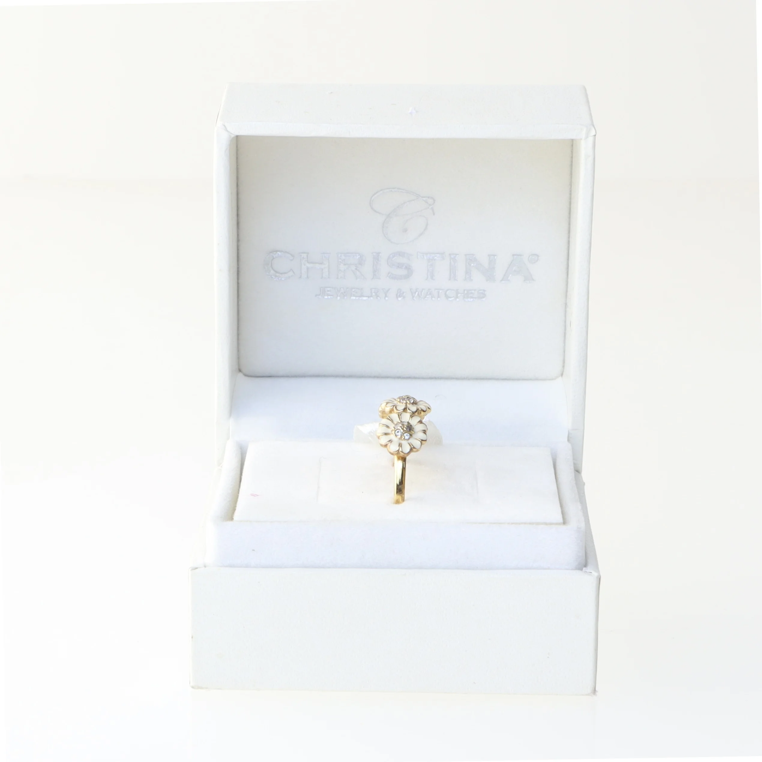 Guldring med blomsterdesign fra Christina (str. 57 mm)