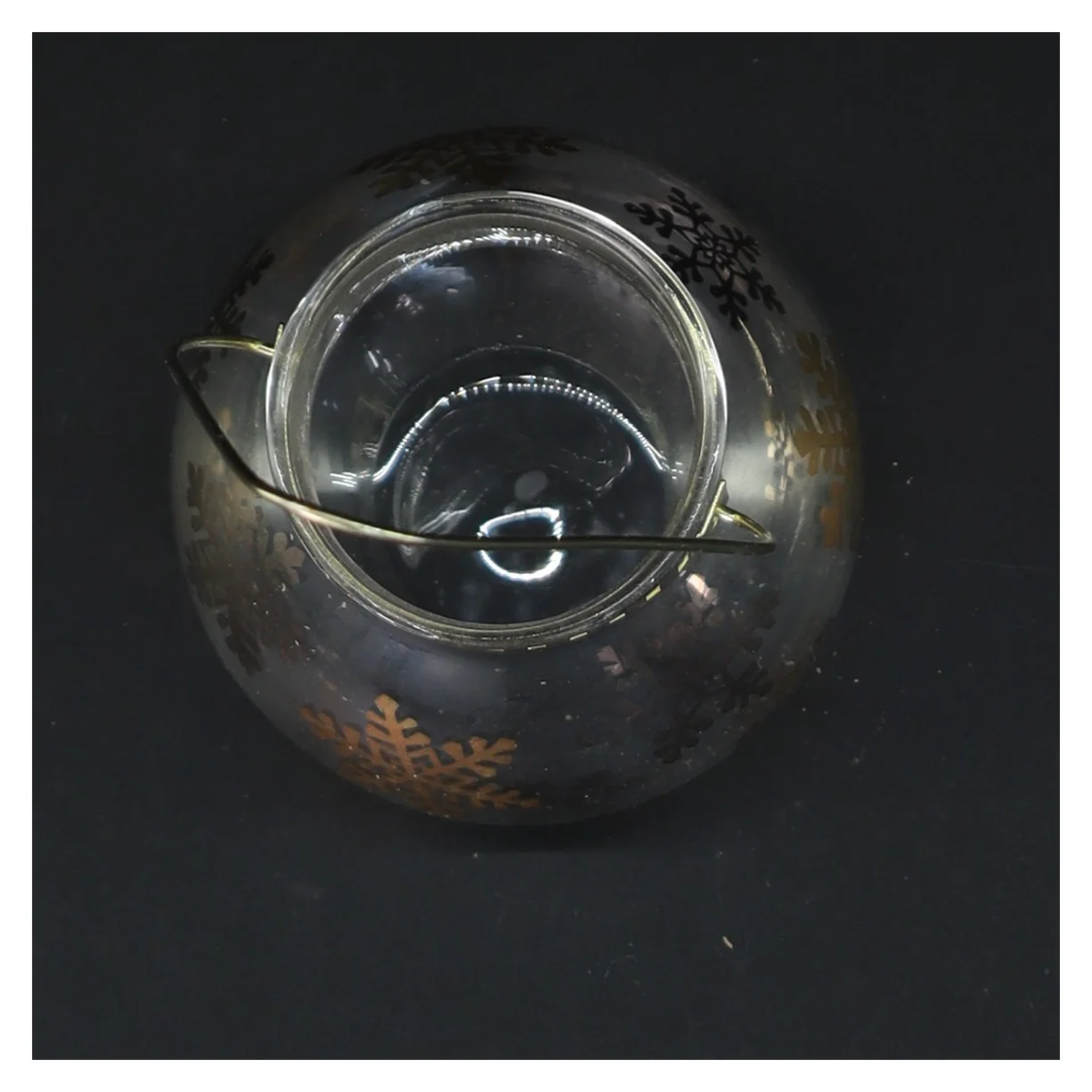 Glaslanterne med snefnugdesign (str. 9 cm)