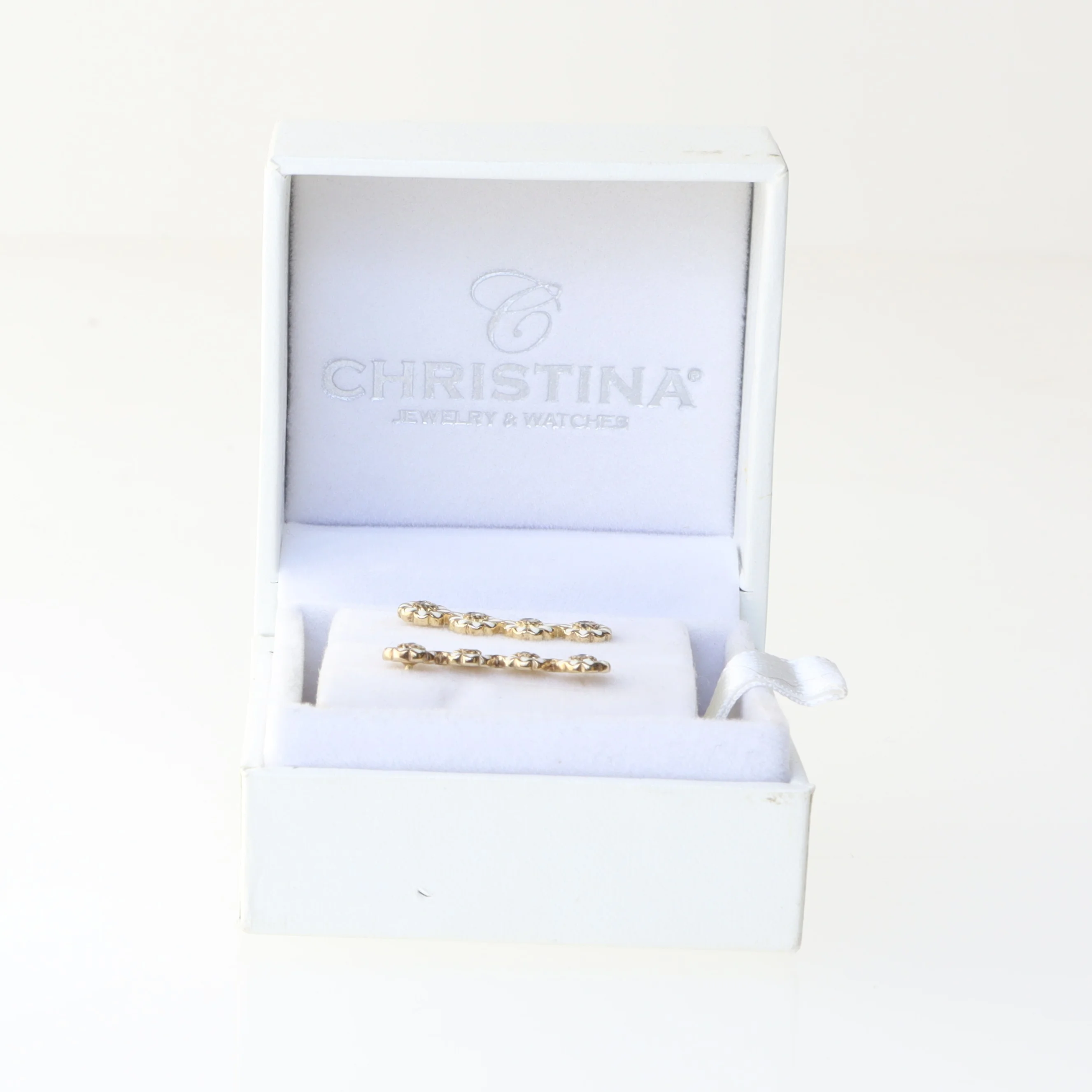 Blomst-formet øreringe med sten fra Christina Jewelry & Watches (str. 2,5 cm)