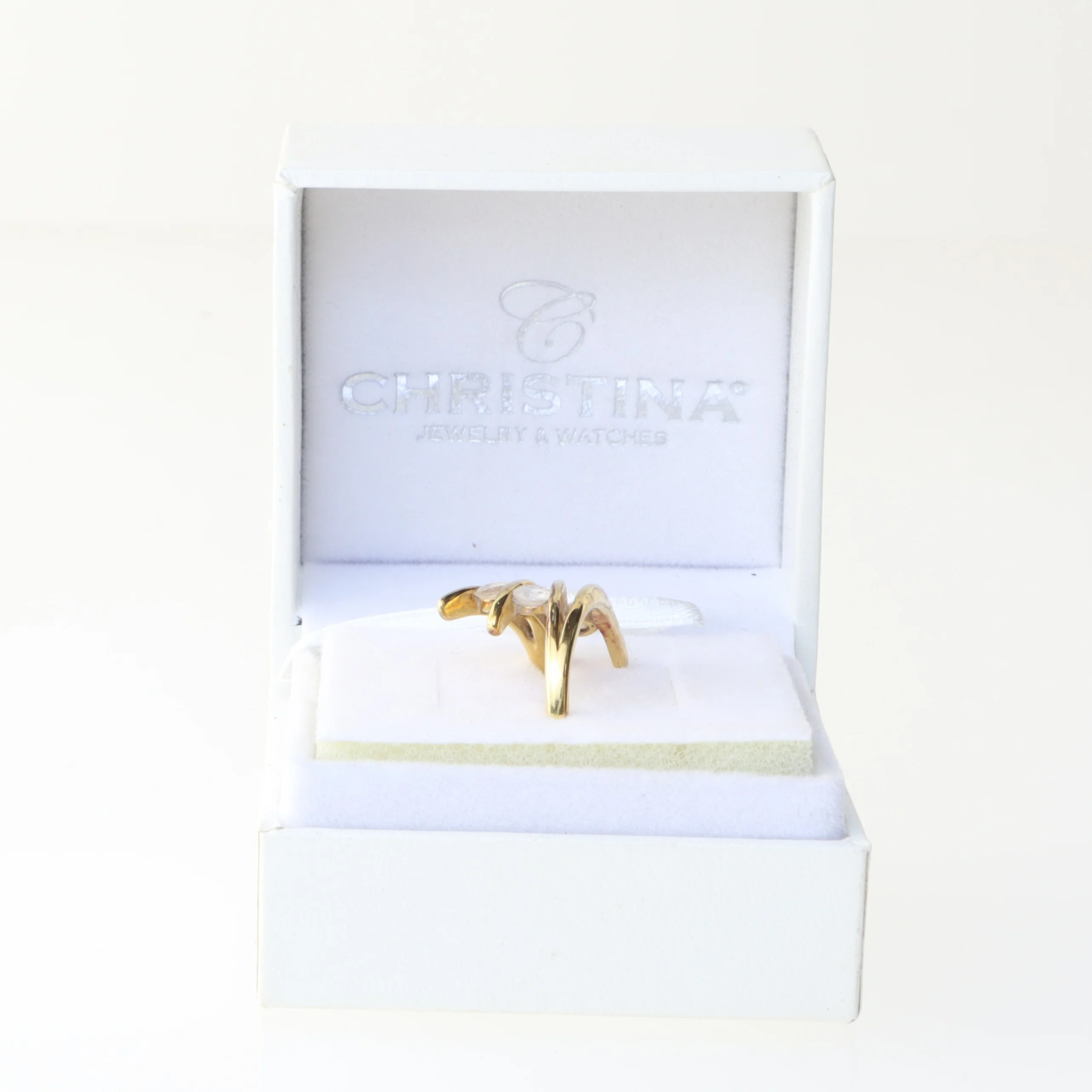 Guldring med sten fra Christina (str. 57 mm)