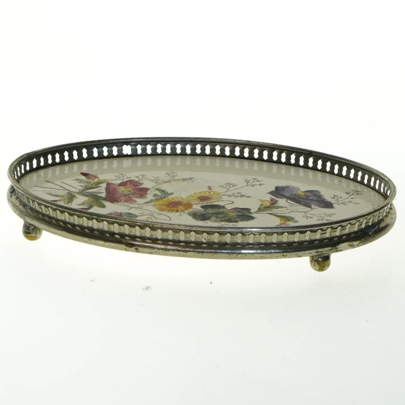 Glasfad med blomstermotiv (str. 13 cm x 19 cm)