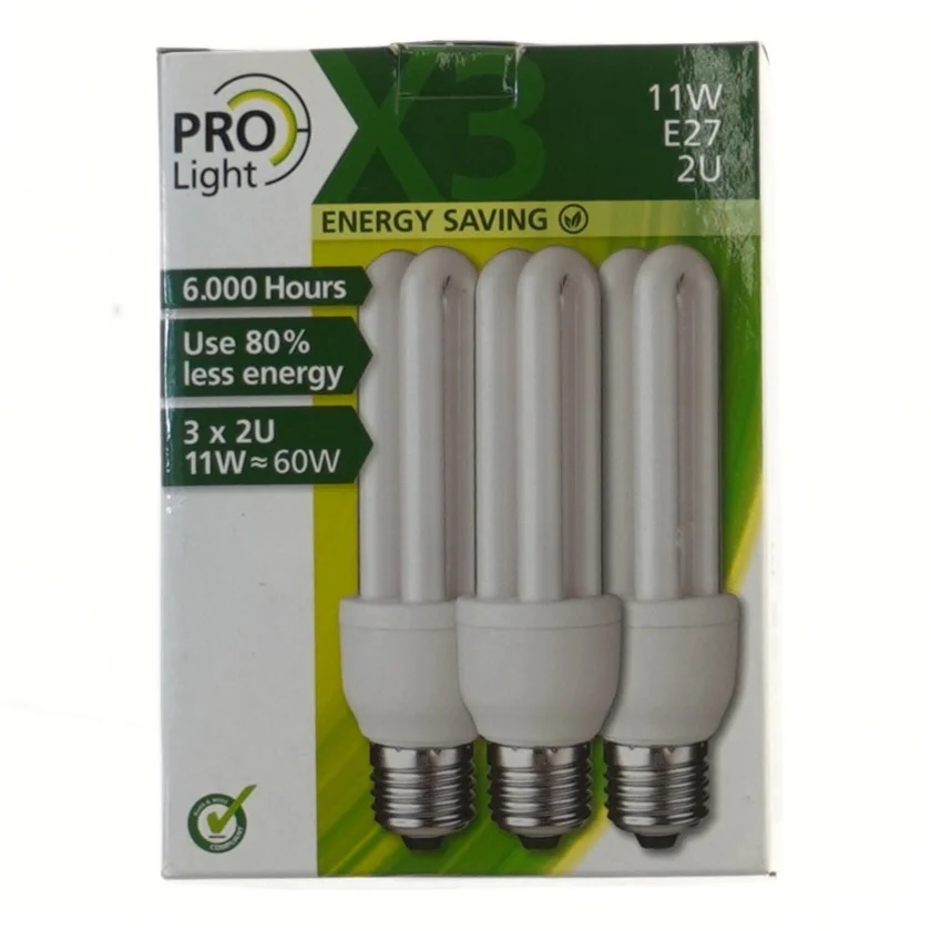Pro Light energisparepærer 11W E27 2U fra Pro Light (str. 15 cm)