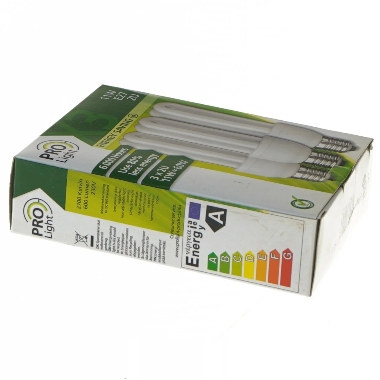 Pro Light energisparepærer 11W E27 2U fra Pro Light (str. 15 cm)