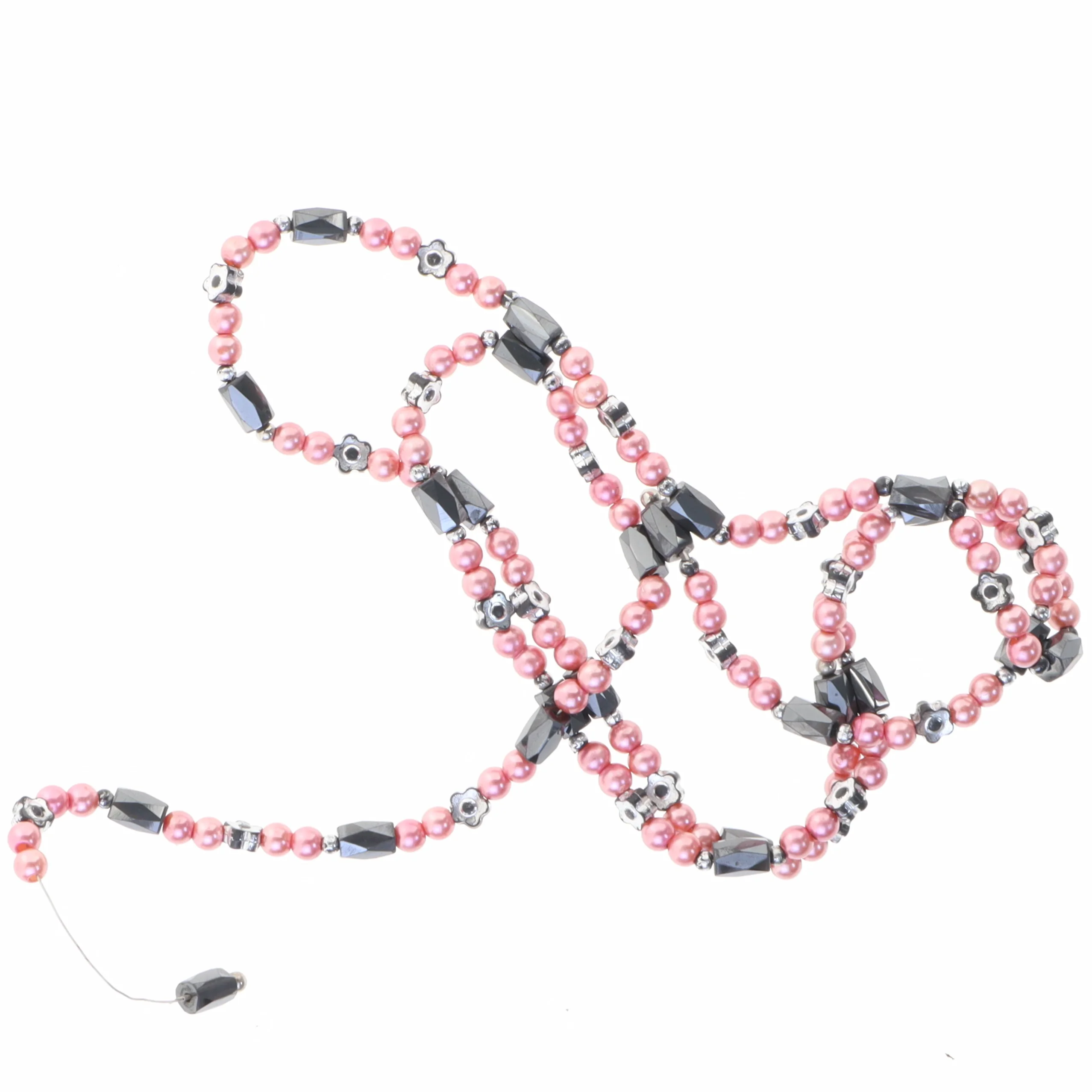 Perlehalskæde med krystal og glasperler (str. Længde 89 cm)