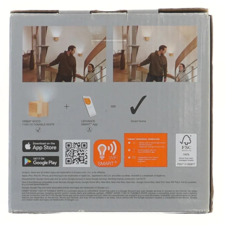 Helt ny, Smart væglampe med WiFi-teknologi fra Ledvance (str. 16x16x12 cm)