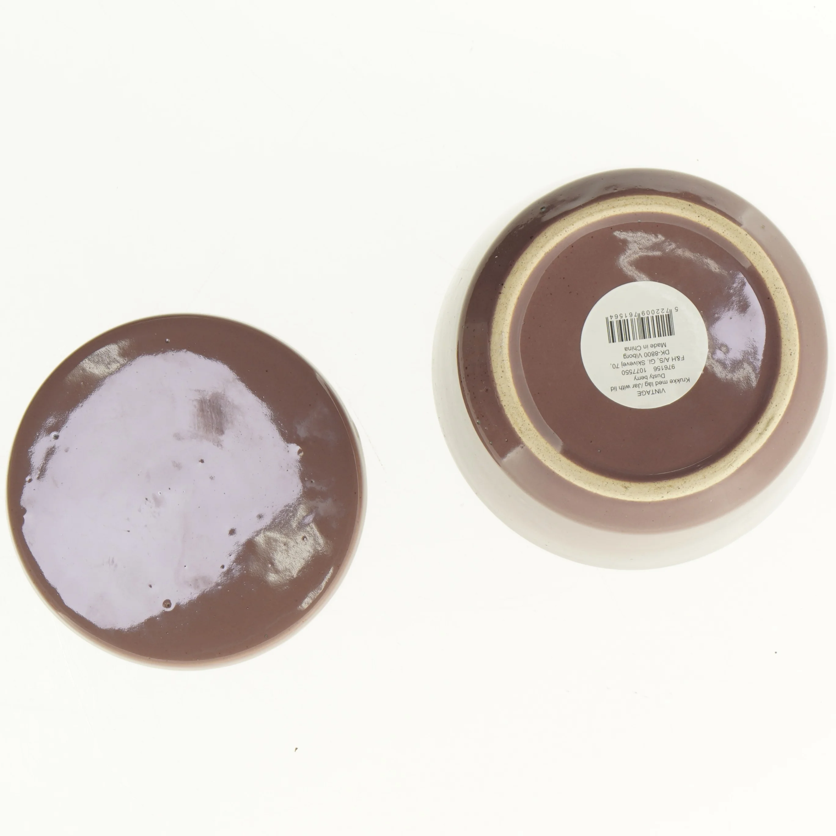 ubrugt stor krukke med låg fra sødahl.  (str. 12 x 8 cm)