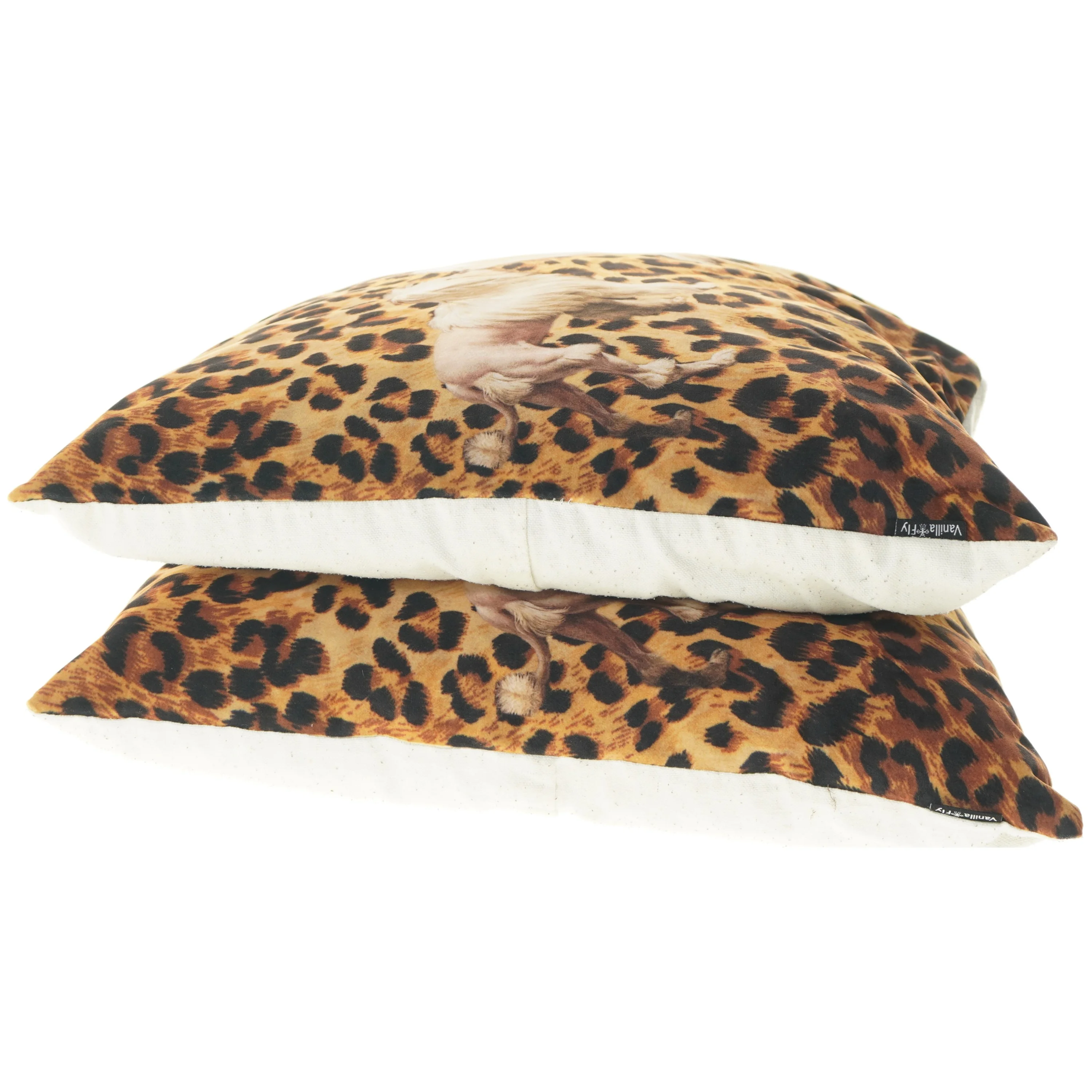 2 smukke puder fra Vanilla fly, Leopardmønster Puder fra Vanilla Fly (str. 49x48 cm)