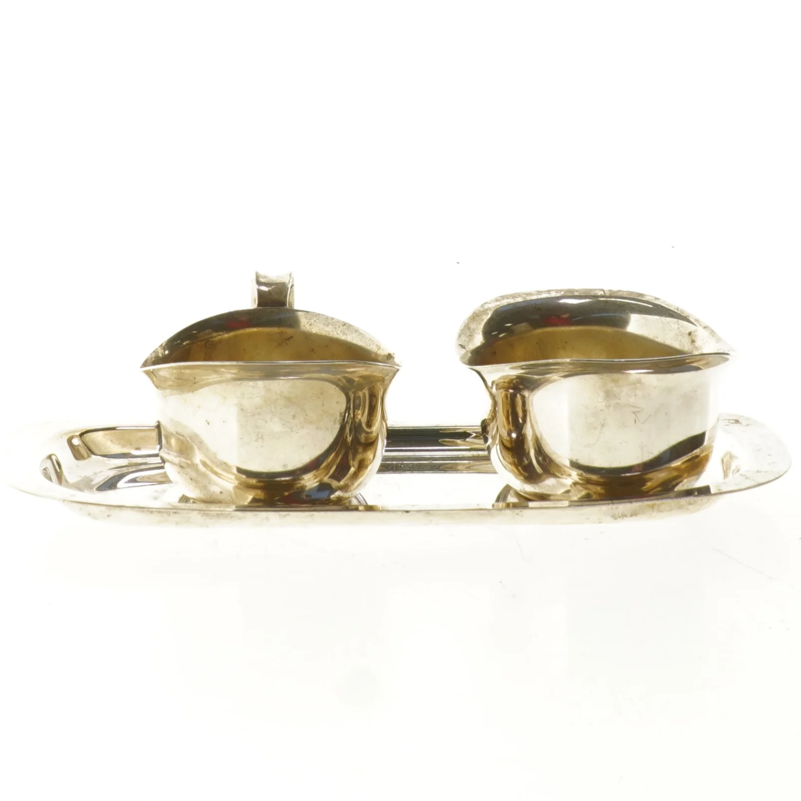 Sukker og flødekande på bakke i sølvplet fra Cohr (str. 20 cm)