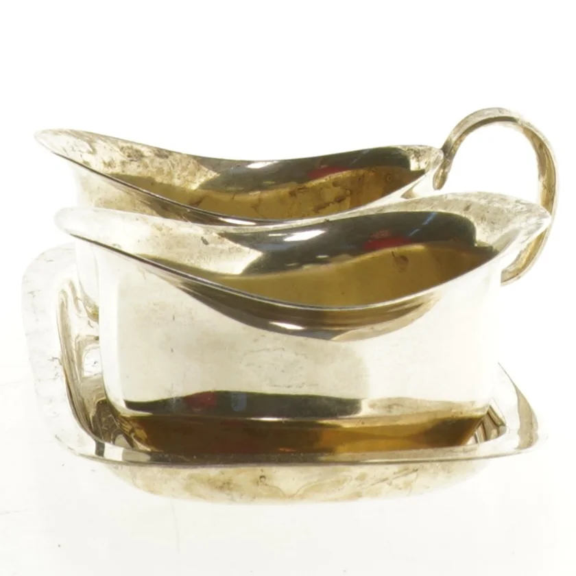 Sukker og flødekande på bakke i sølvplet fra Cohr (str. 20 cm)