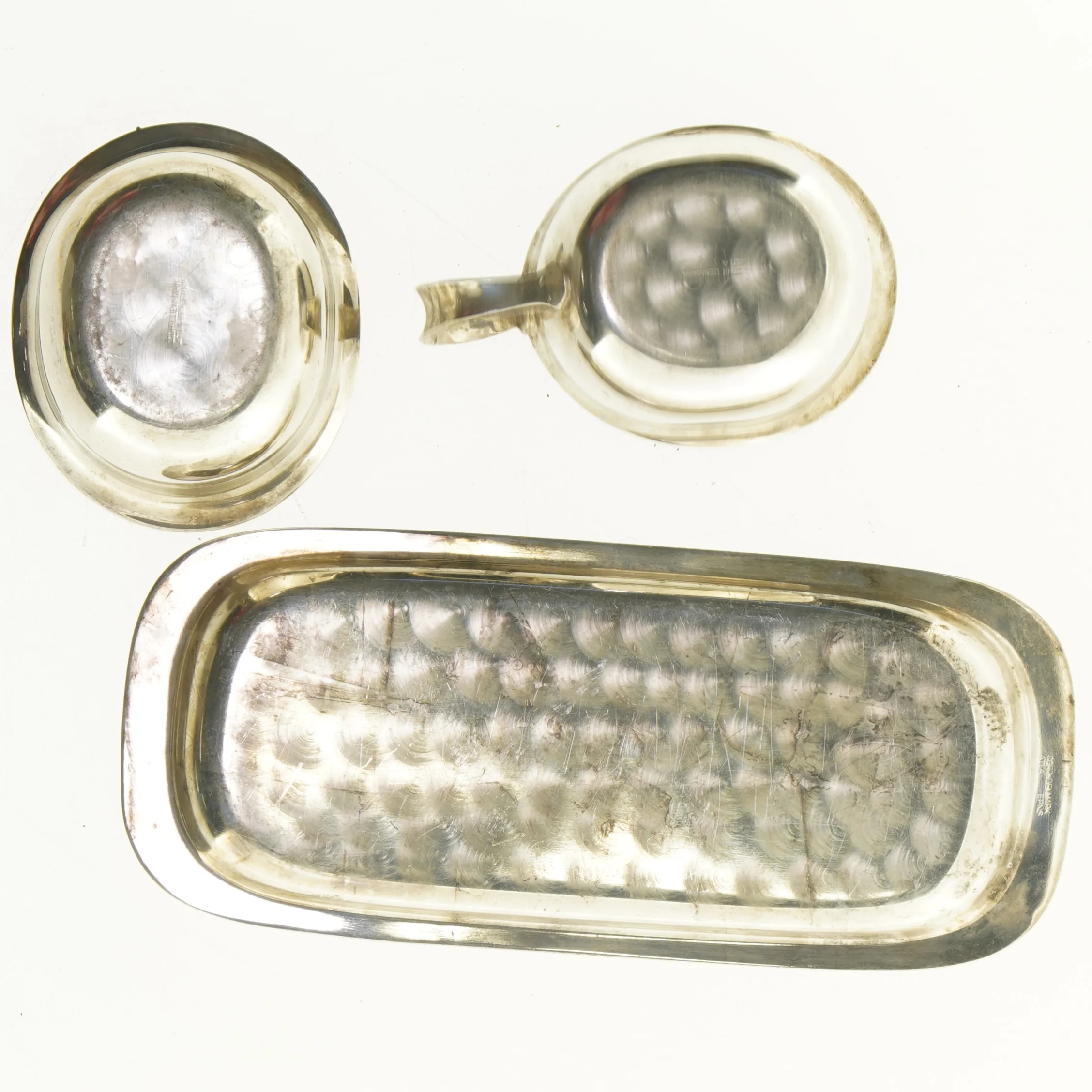 Sukker og flødekande på bakke i sølvplet fra Cohr (str. 20 cm)